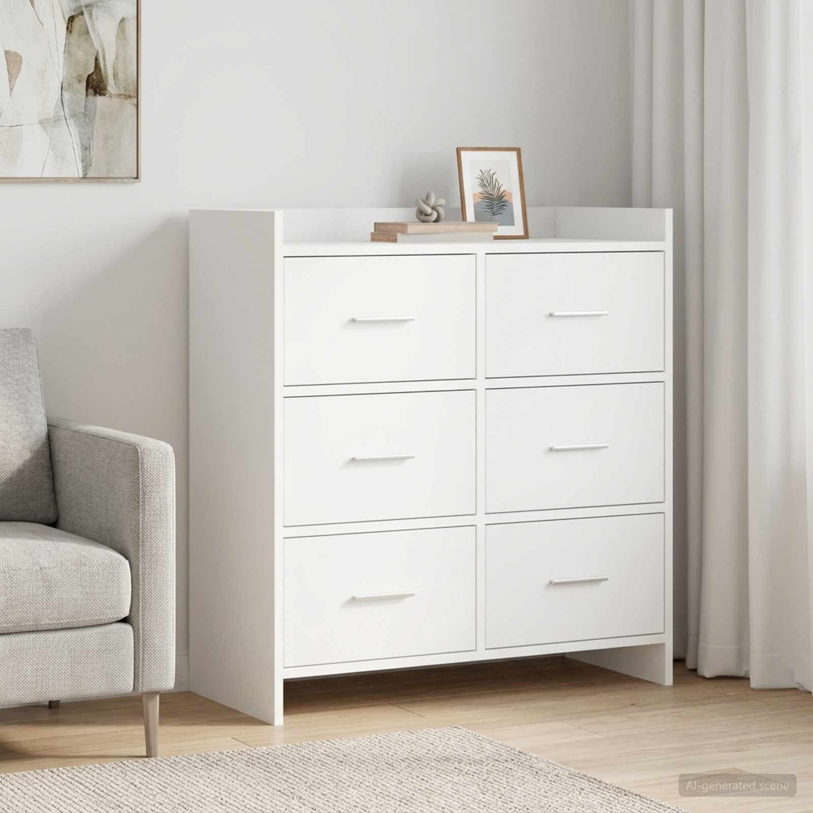 Dressoir Wit 75 x 33 x 80 cm Bewerkt hout
