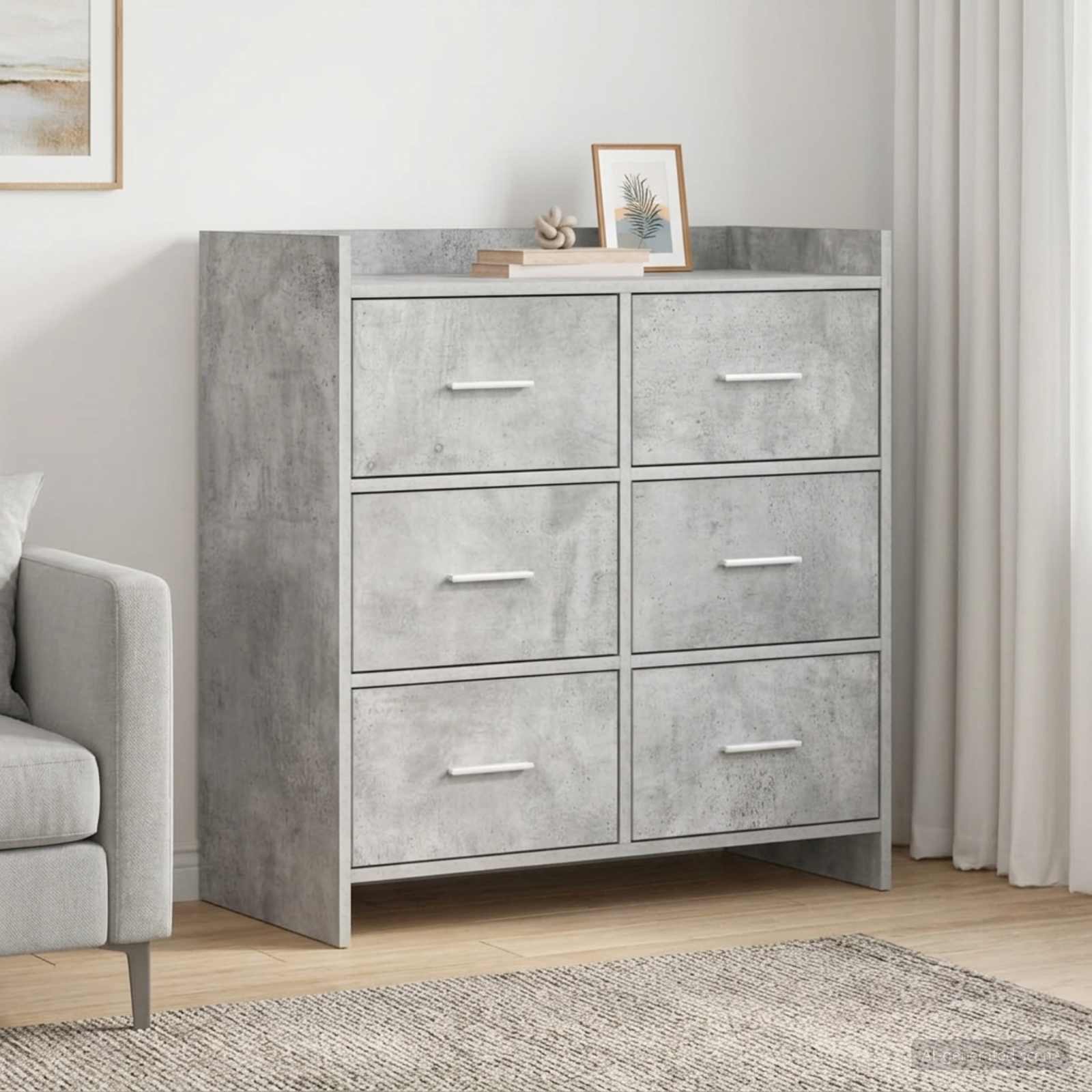 Dressoir Betongrijs 75 x 33 x 80 cm Bewerkt hout