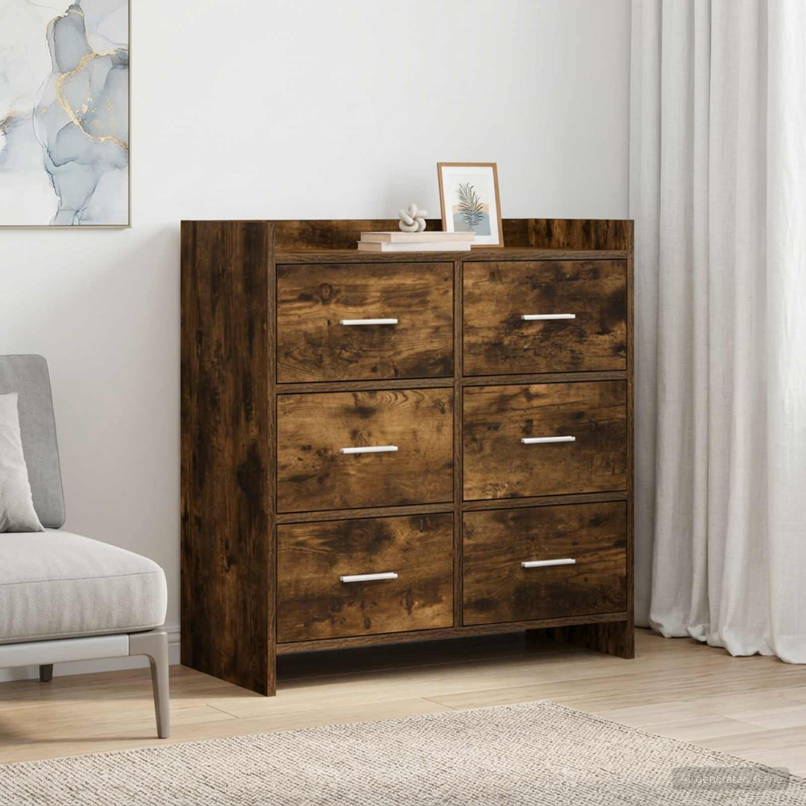 Dressoir Gerookt eiken 75 x 33 x 80 cm Bewerkt hout