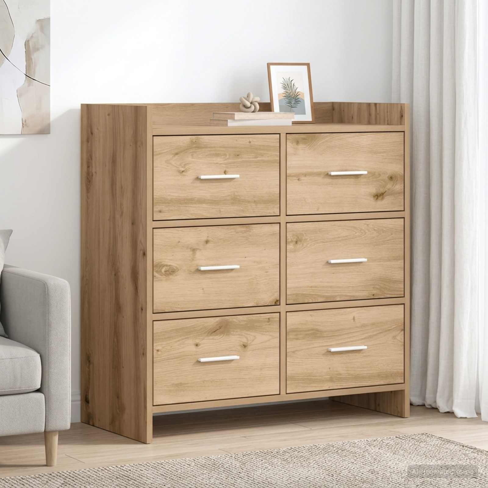 Dressoir Artisanaal eiken 75 x 33 x 80 cm Bewerkt hout