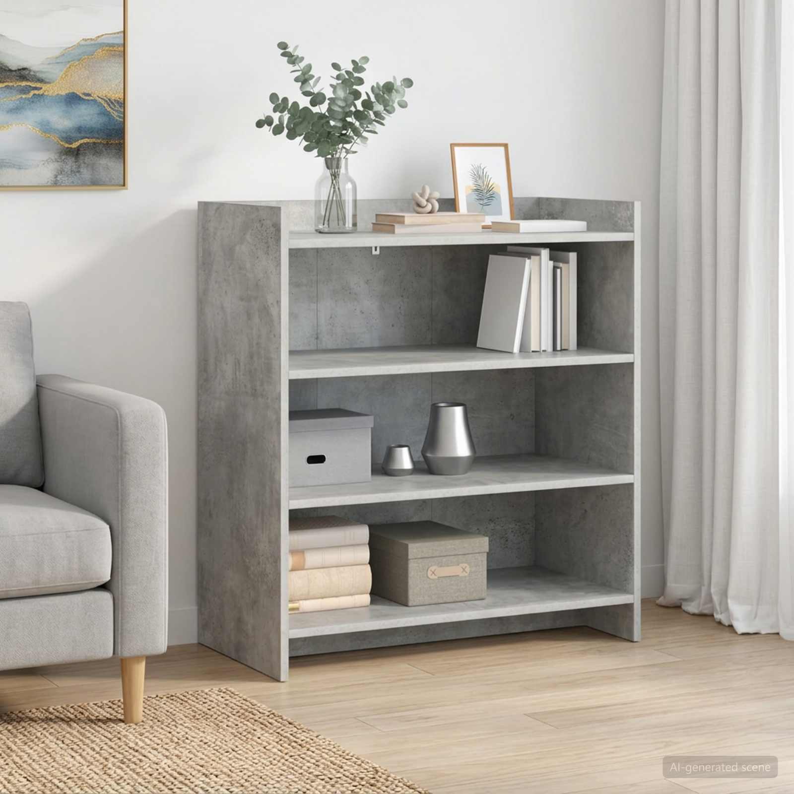 Dressoir Betongrijs 75 x 36 x 80 cm Bewerkt hout