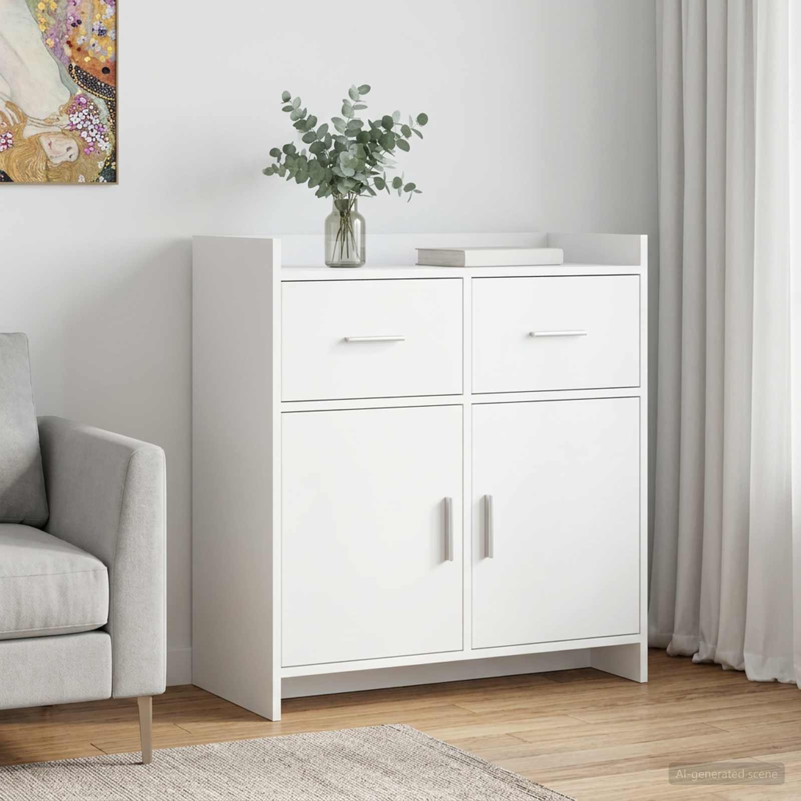 Dressoir Wit 75 x 36 x 80 cm Bewerkt hout