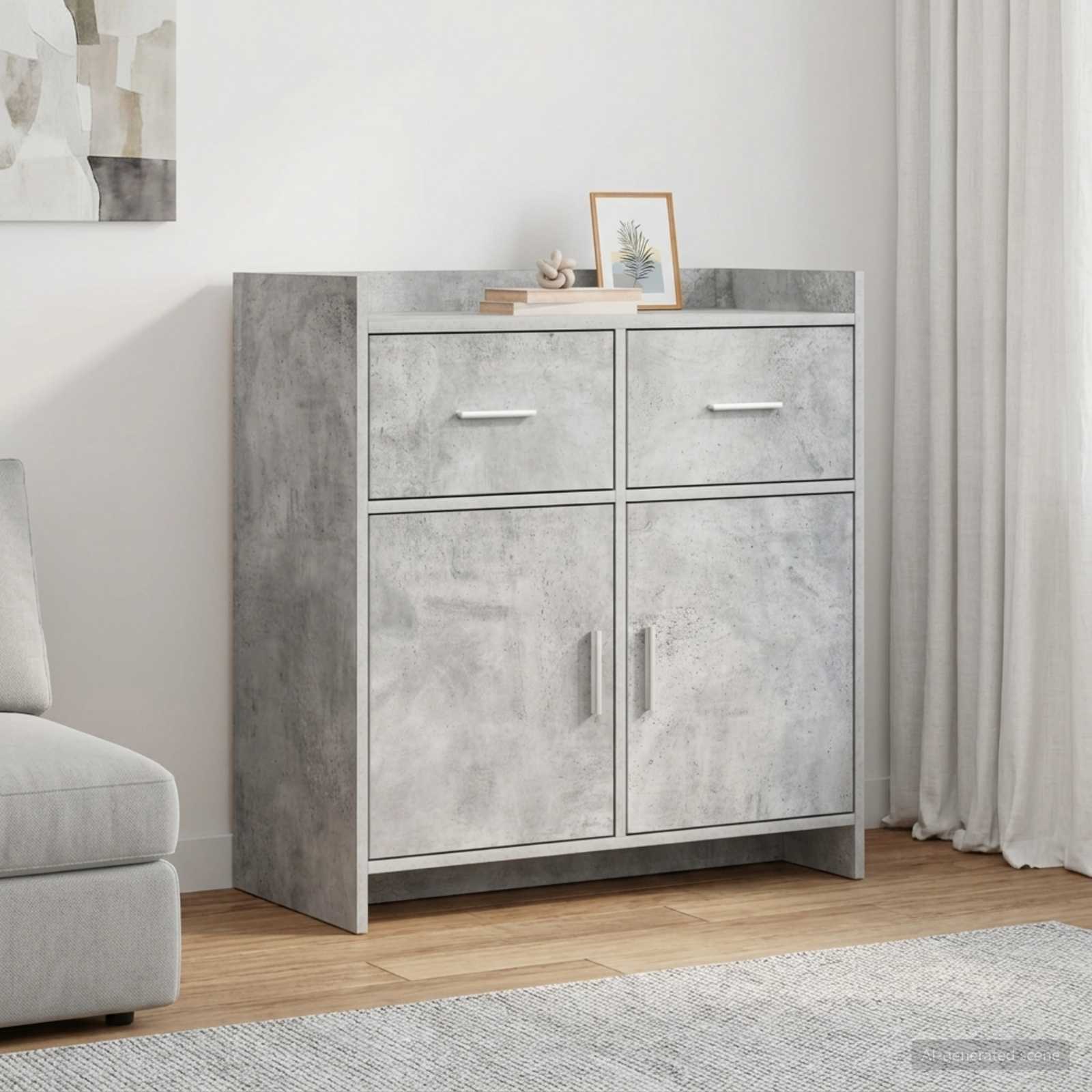 Dressoir Betongrijs 75 x 36 x 80 cm Bewerkt hout