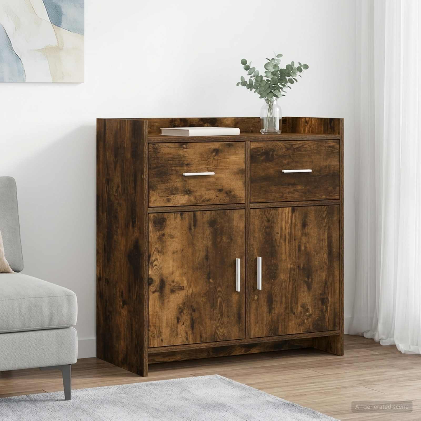 Dressoir Gerookt eiken 75 x 36 x 80 cm Bewerkt hout