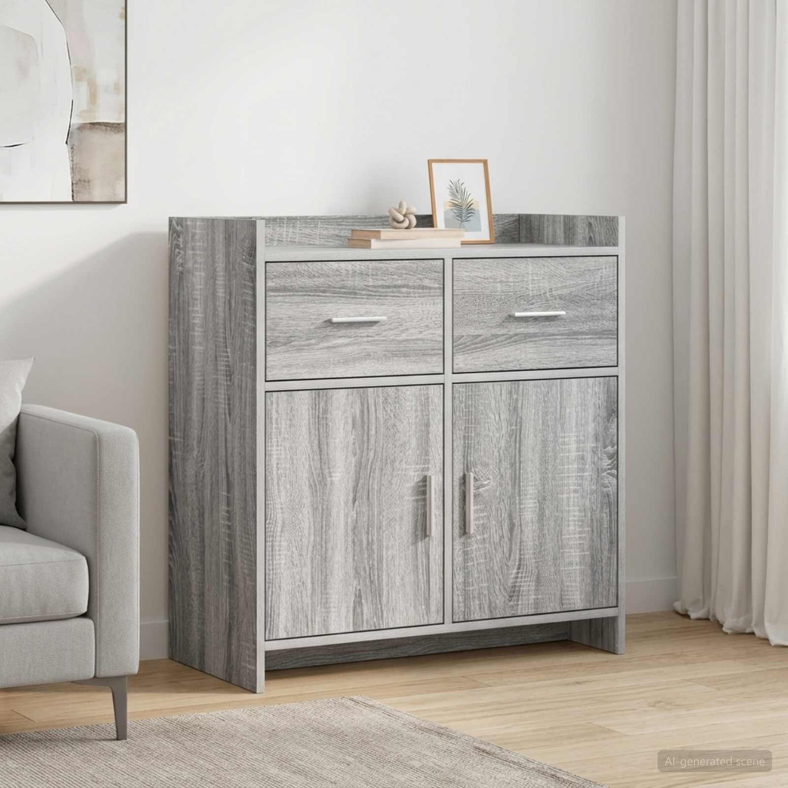 Dressoir Grijs Sonoma 75 x 36 x 80 cm Bewerkt hout