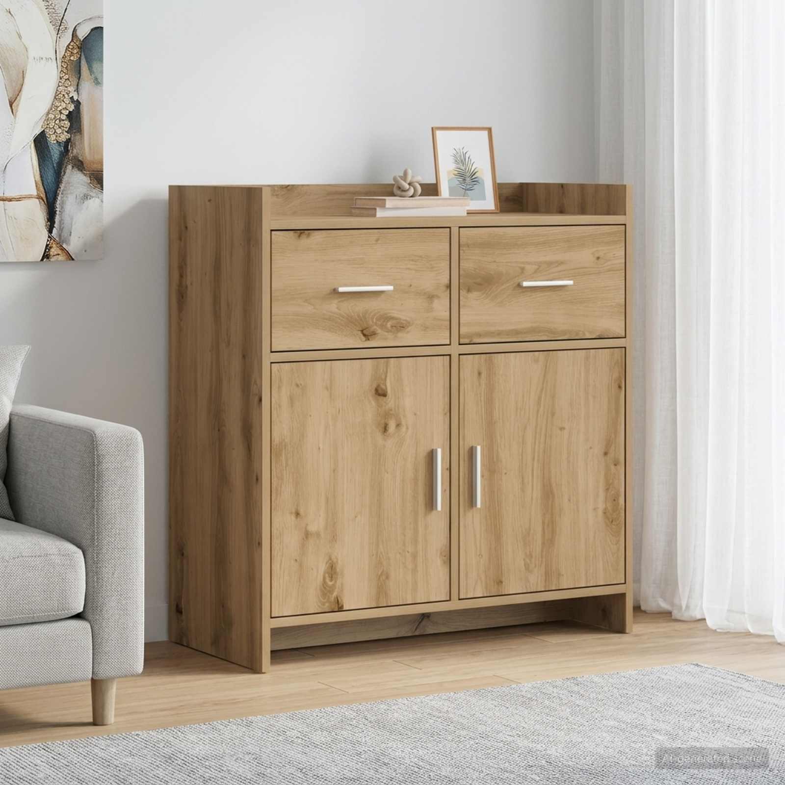 Dressoir Artisanaal eiken 75 x 36 x 80 cm Bewerkt hout