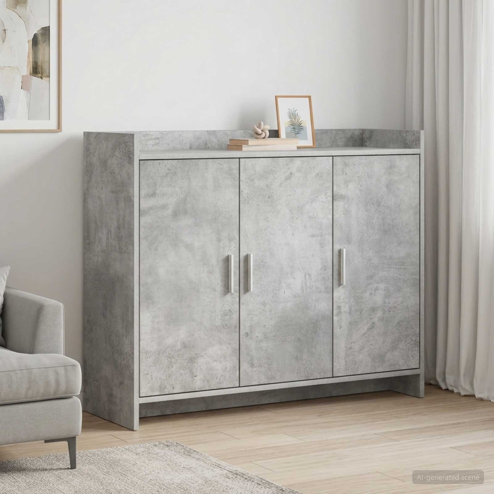 Dressoir Betongrijs 98,5 x 33 x 80 cm Bewerkt hout