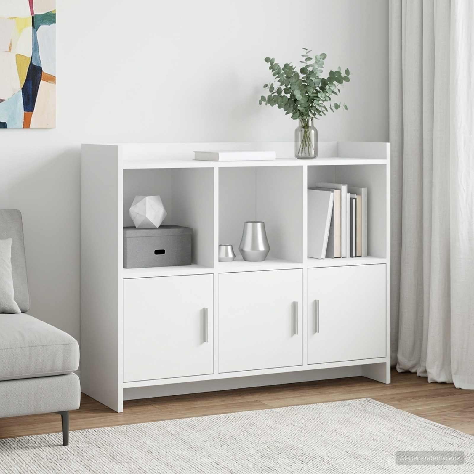 Dressoir Wit 98,5 x 33 x 80 cm Bewerkt hout