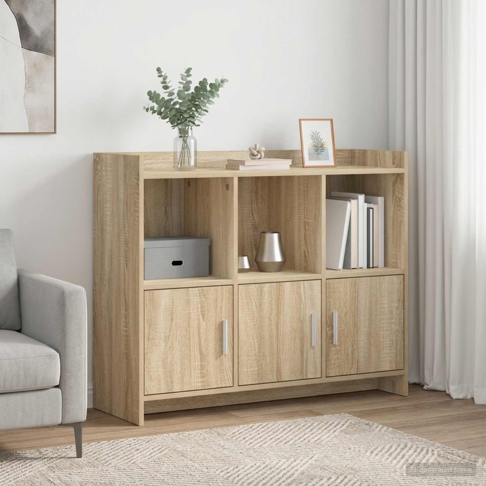 Dressoir Sonoma Eiken 98,5 x 33 x 80 cm Bewerkt hout
