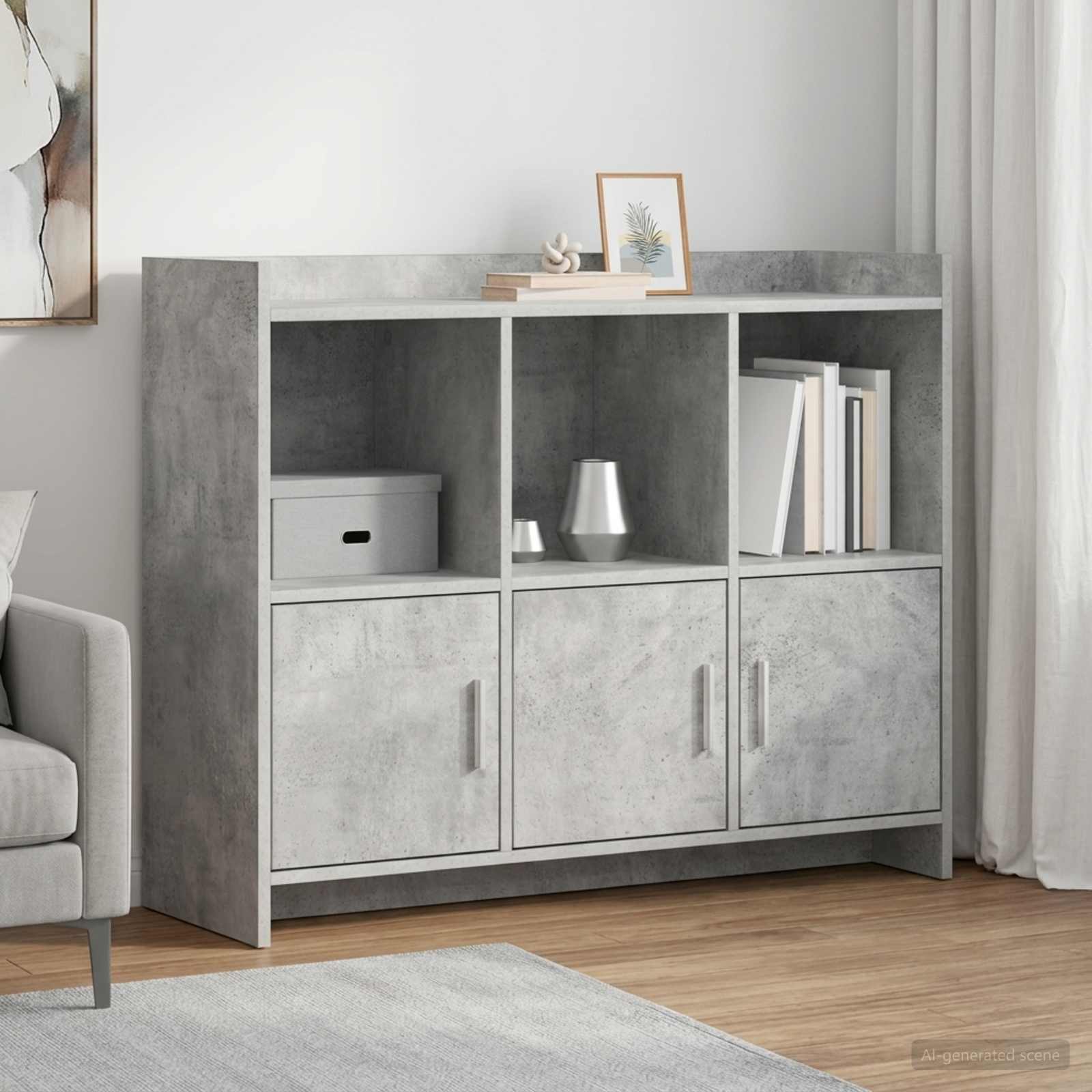 Dressoir Betongrijs 98,5 x 33 x 80 cm Bewerkt hout