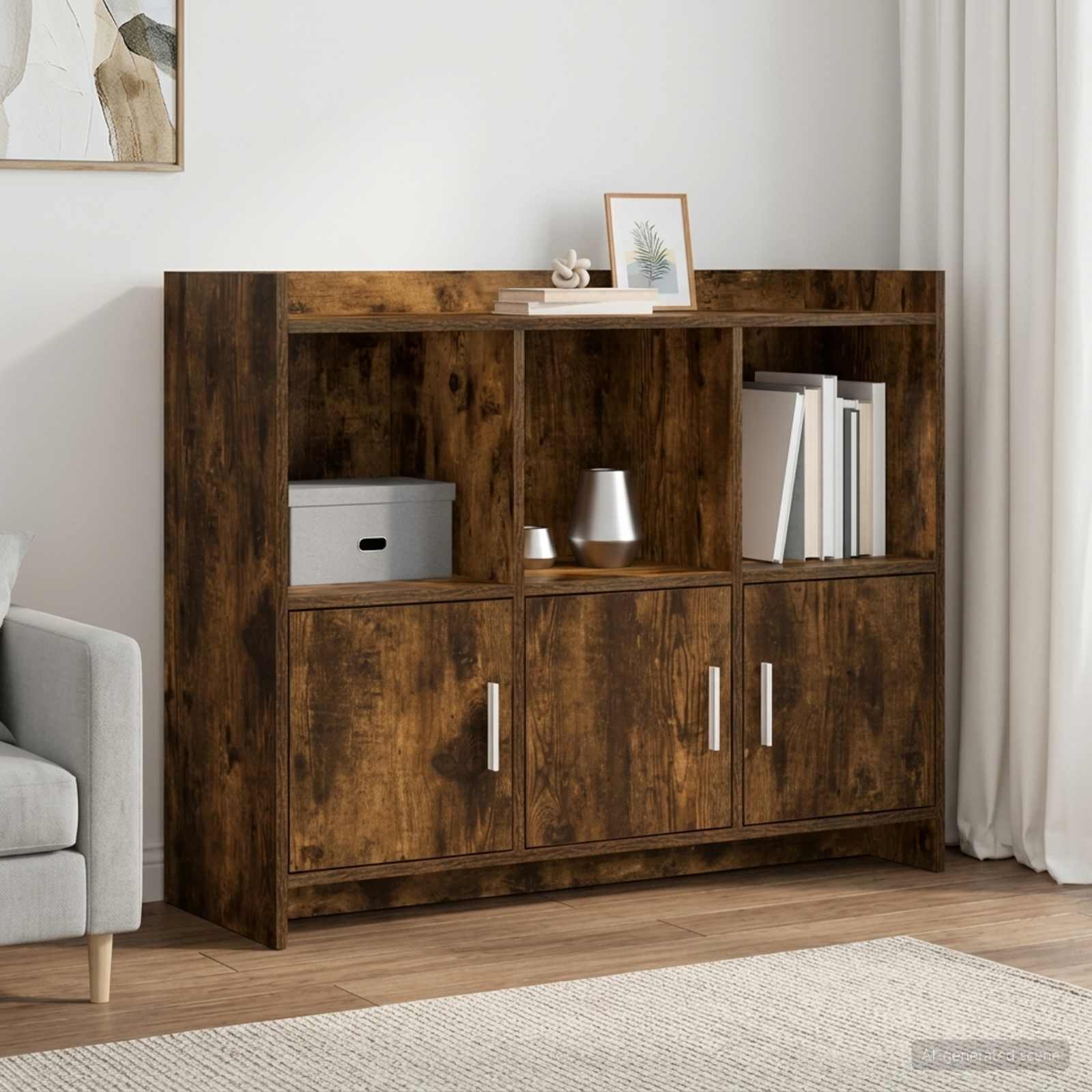 Dressoir Gerookt eiken 98,5 x 33 x 80 cm Bewerkt hout