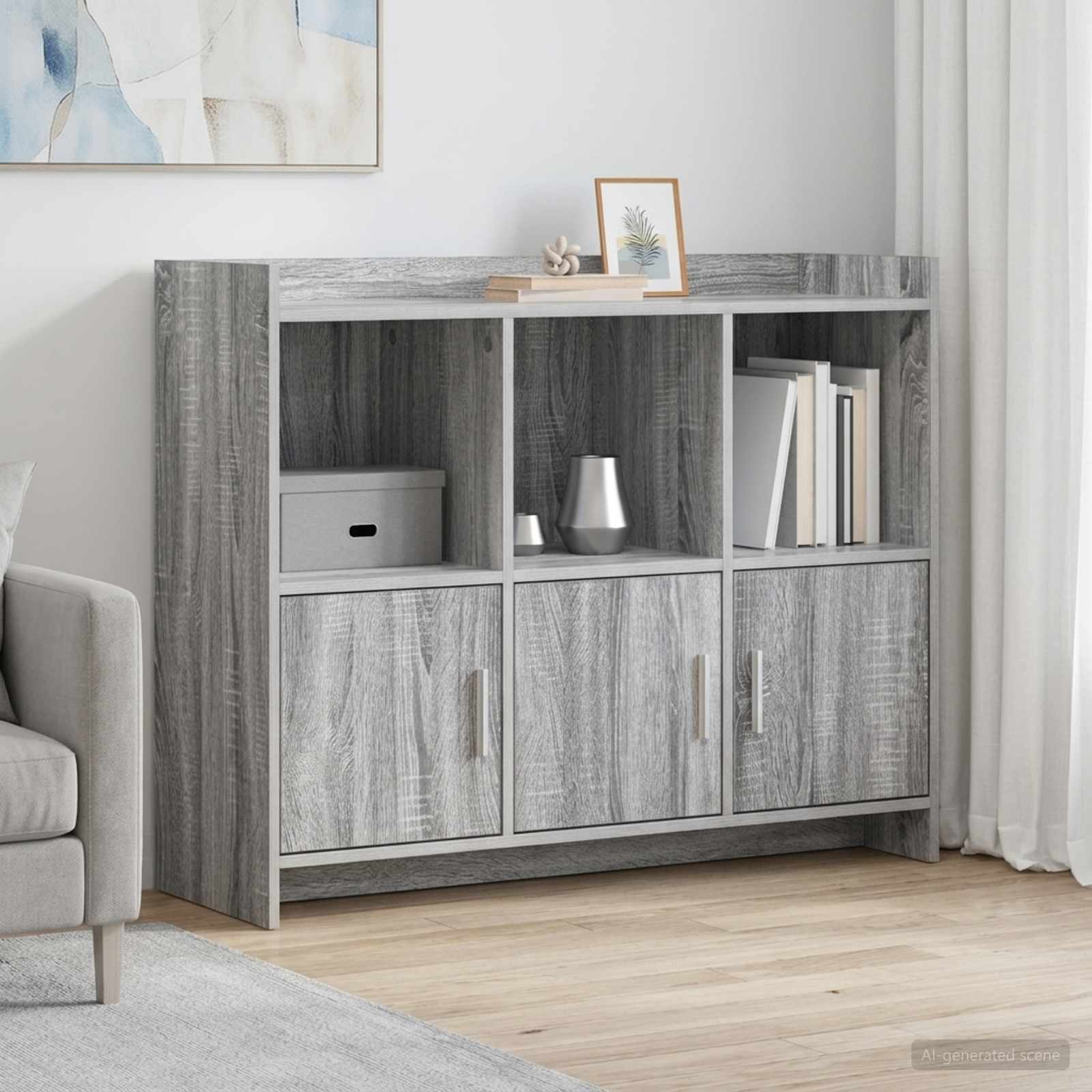 Dressoir Grijs Sonoma 98,5 x 33 x 80 cm Bewerkt hout