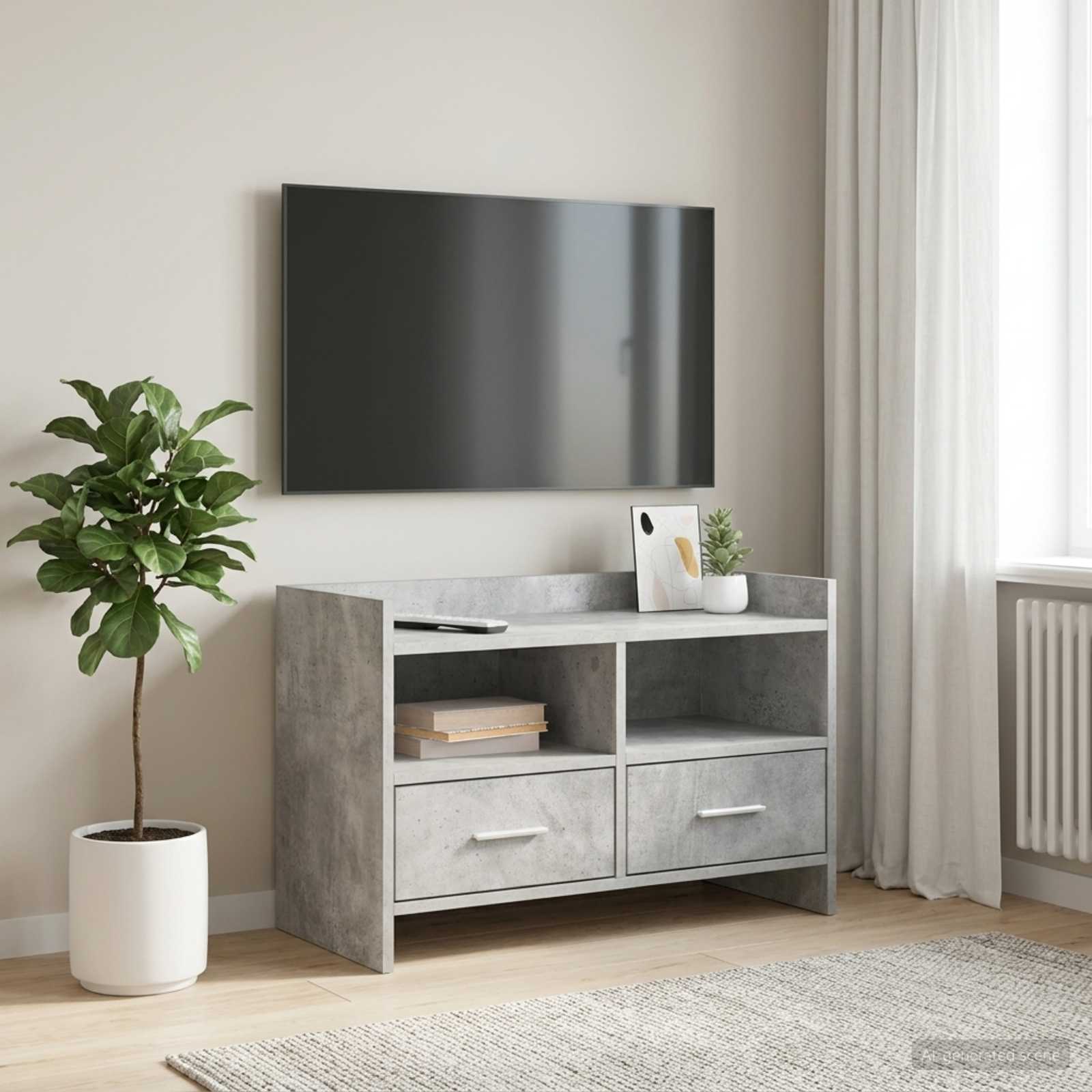 TV-kast 71,5 x 33 x 47 cm Betongrijs Bewerkt hout