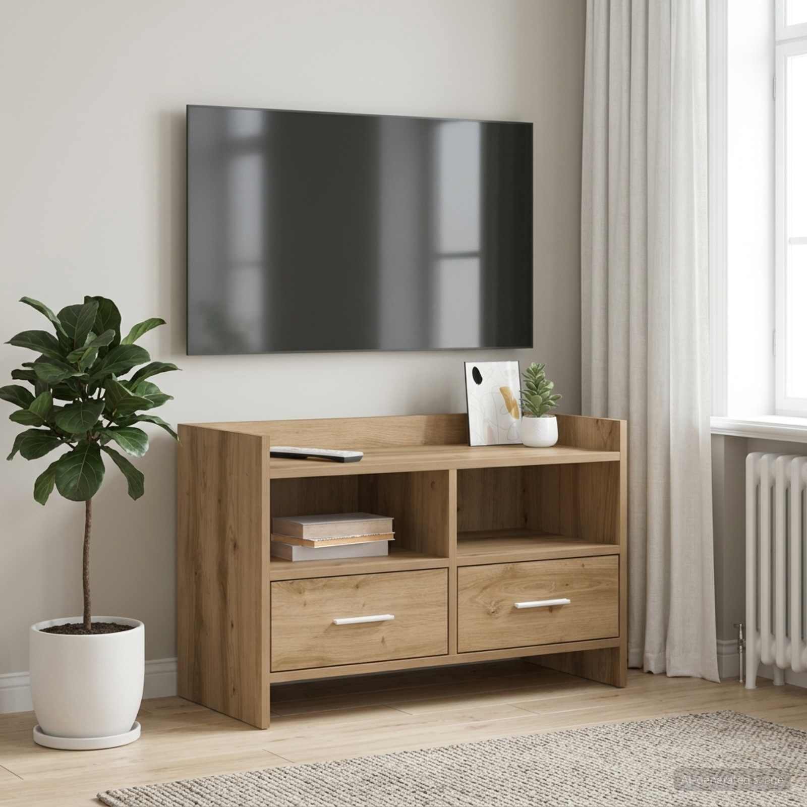 TV-kast 71,5 x 33 x 47 cm Artisanaal eiken Bewerkt hout