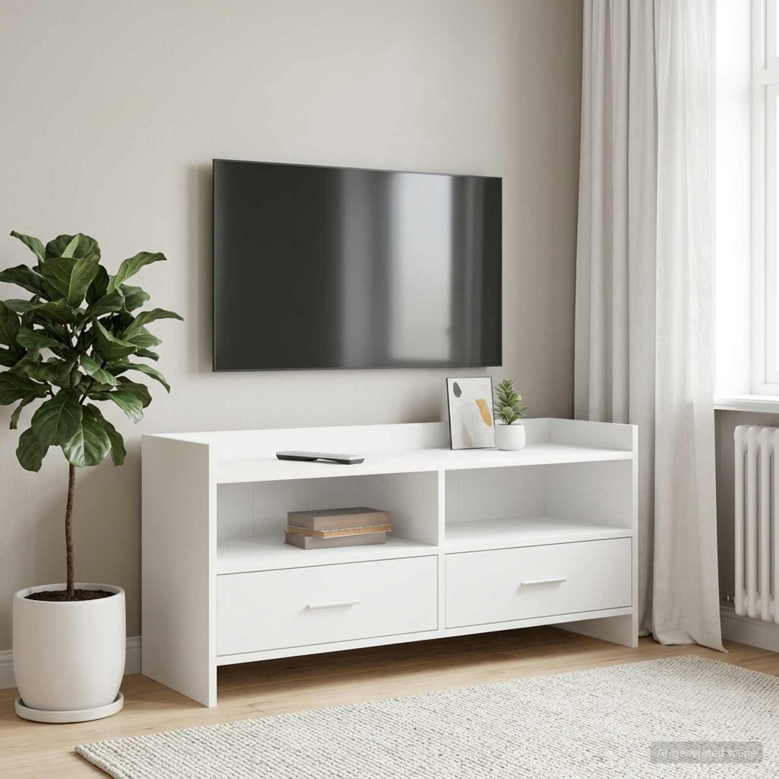 TV-kast 100 x 33 x 47 cm Wit Bewerkt hout