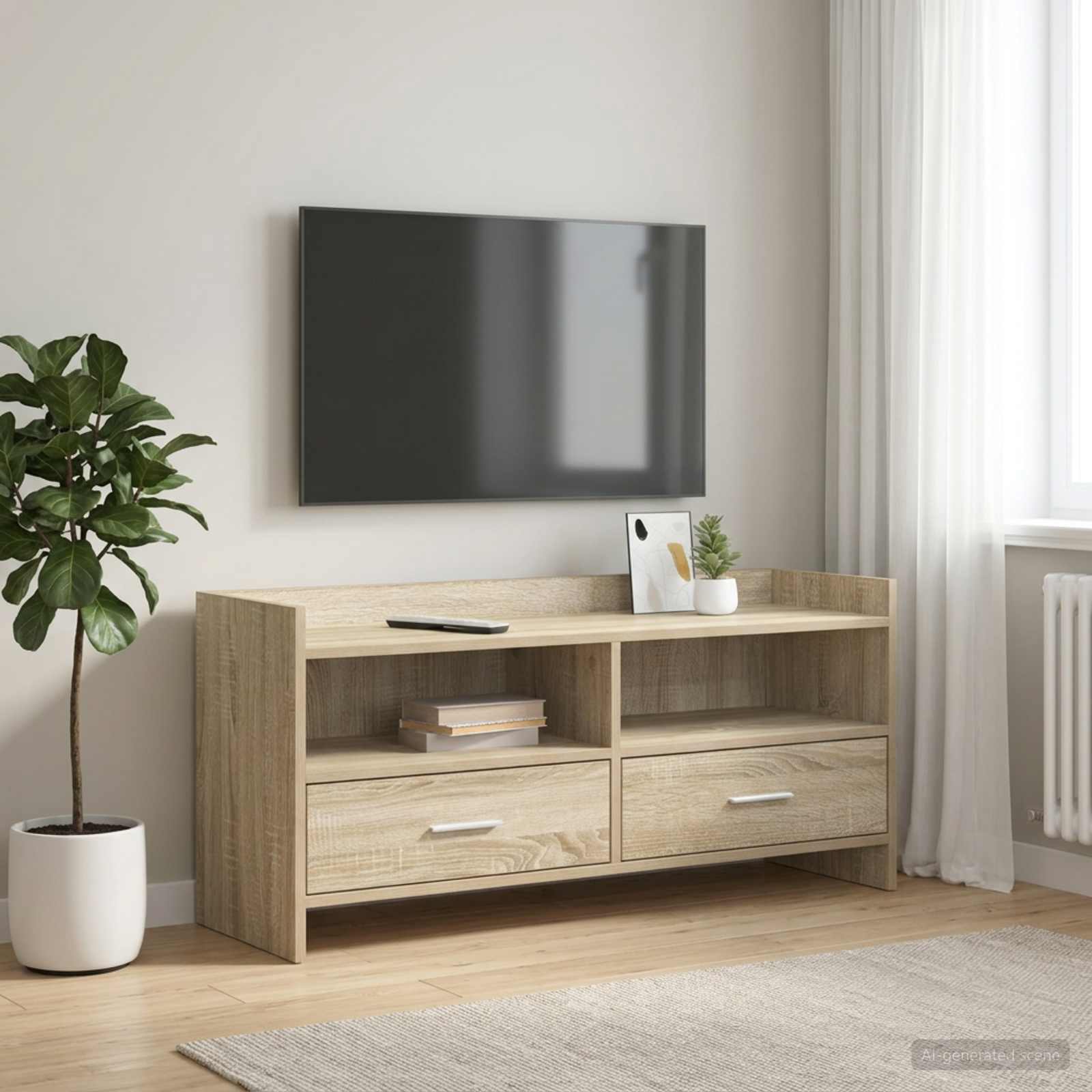 TV-kast 100 x 33 x 47 cm Sonoma Eiken Bewerkt hout – afbeelding 1
