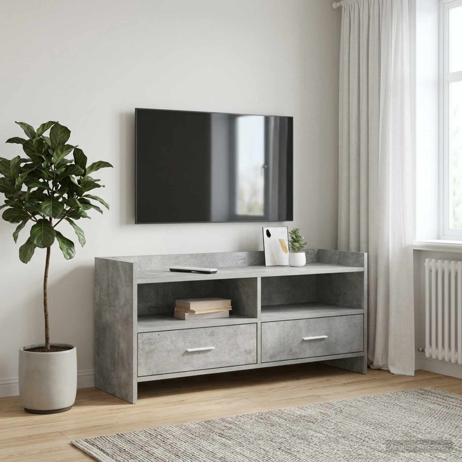 TV-kast 100 x 33 x 47 cm Betongrijs Bewerkt hout