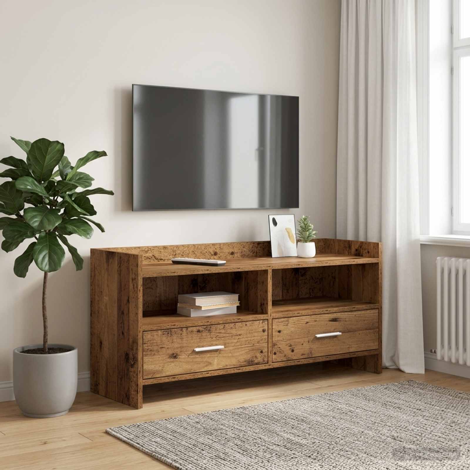TV-kast 100 x 33 x 47 cm Oud hout Bewerkt hout – afbeelding 1