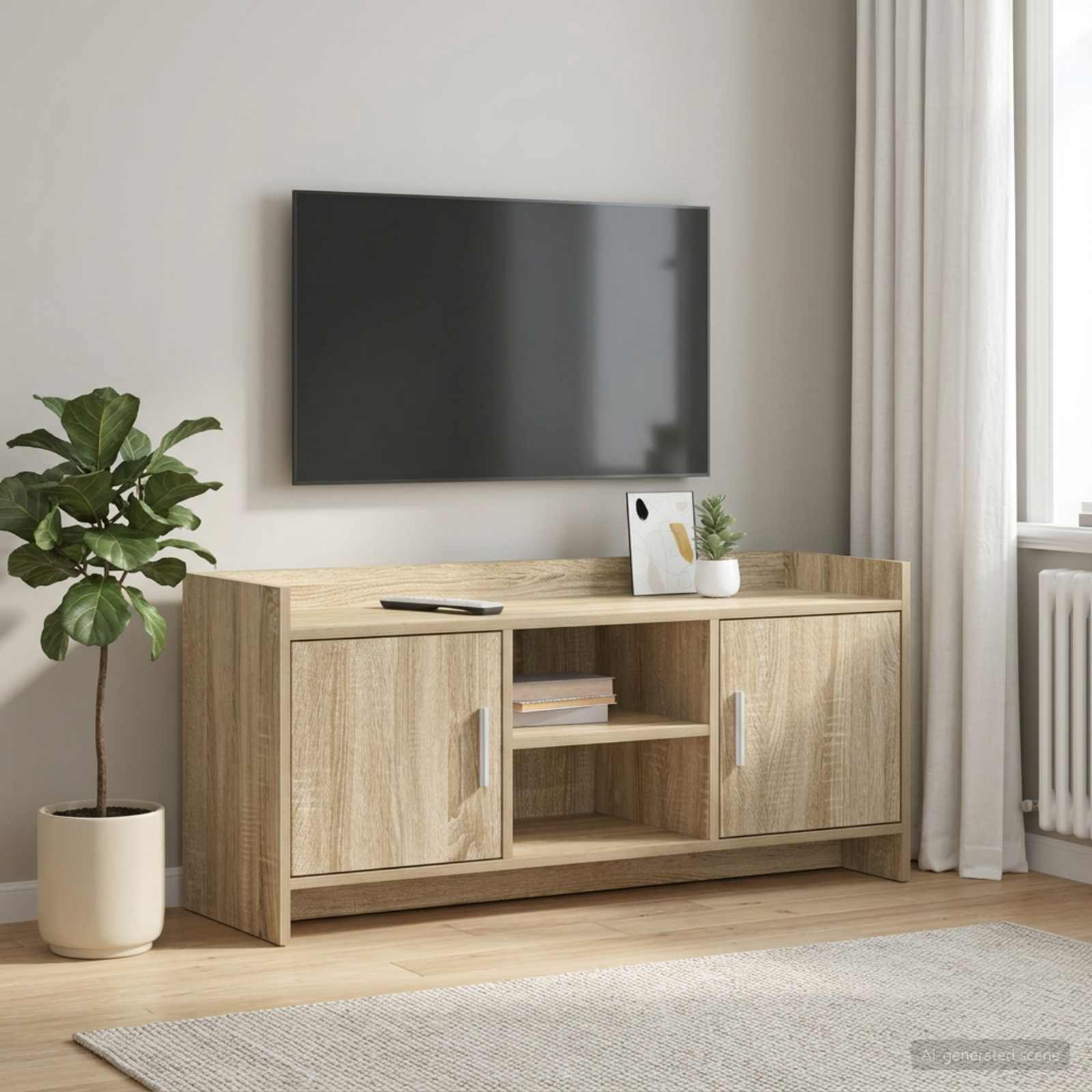 TV-kast 102 x 33 x 47 cm Sonoma Eiken Bewerkt hout