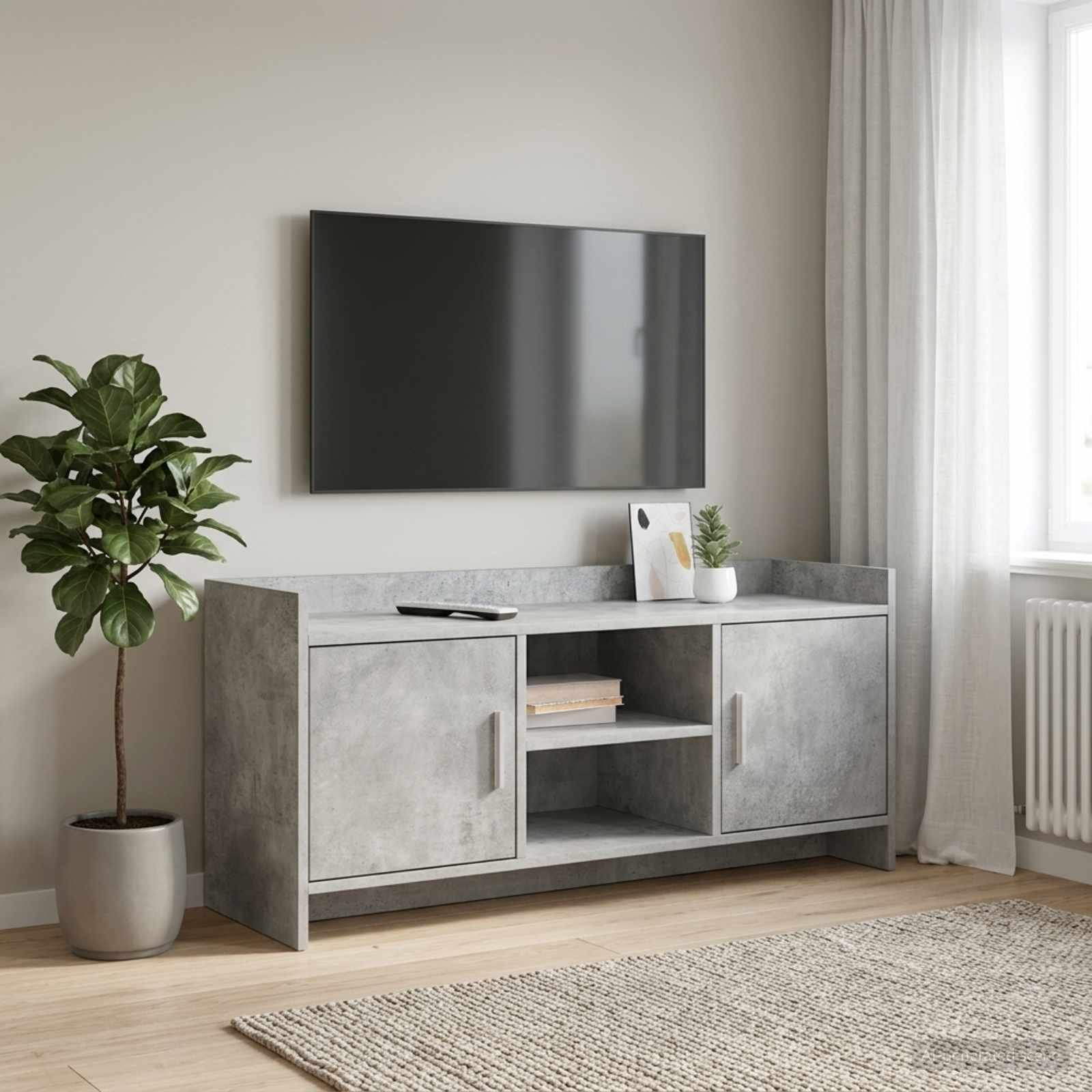 TV-kast 102 x 33 x 47 cm Betongrijs Bewerkt hout