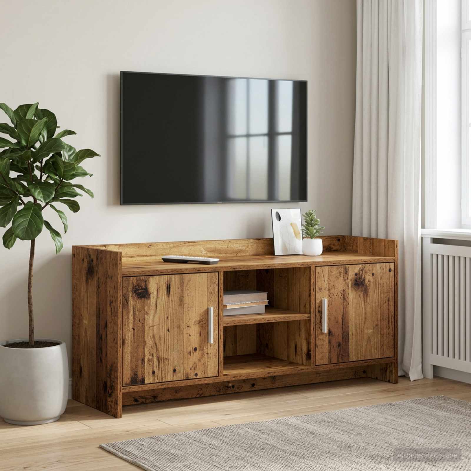 TV-kast 102 x 33 x 47 cm Oud hout Bewerkt hout