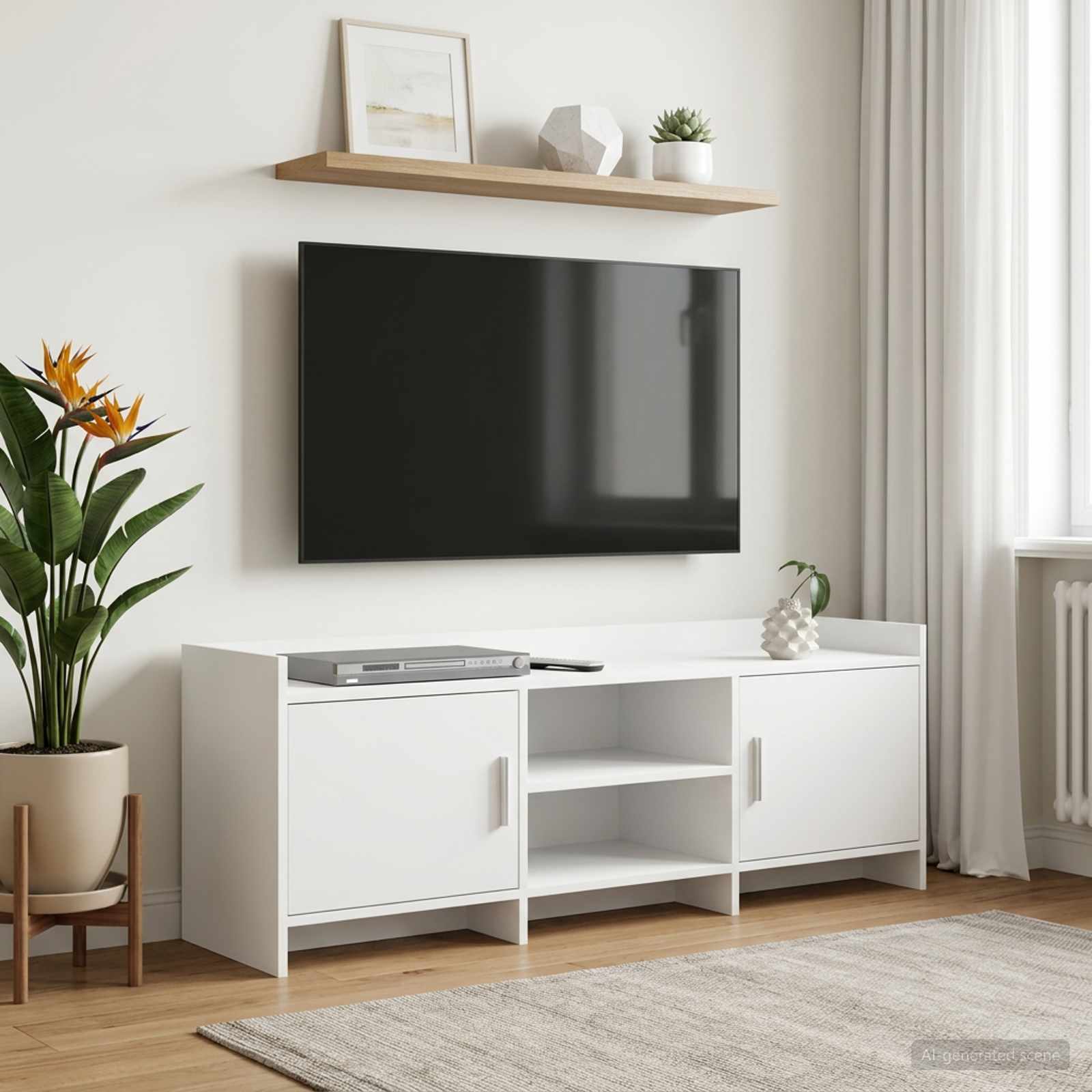 TV-kast 130 x 33 x 47 cm Wit Bewerkt hout