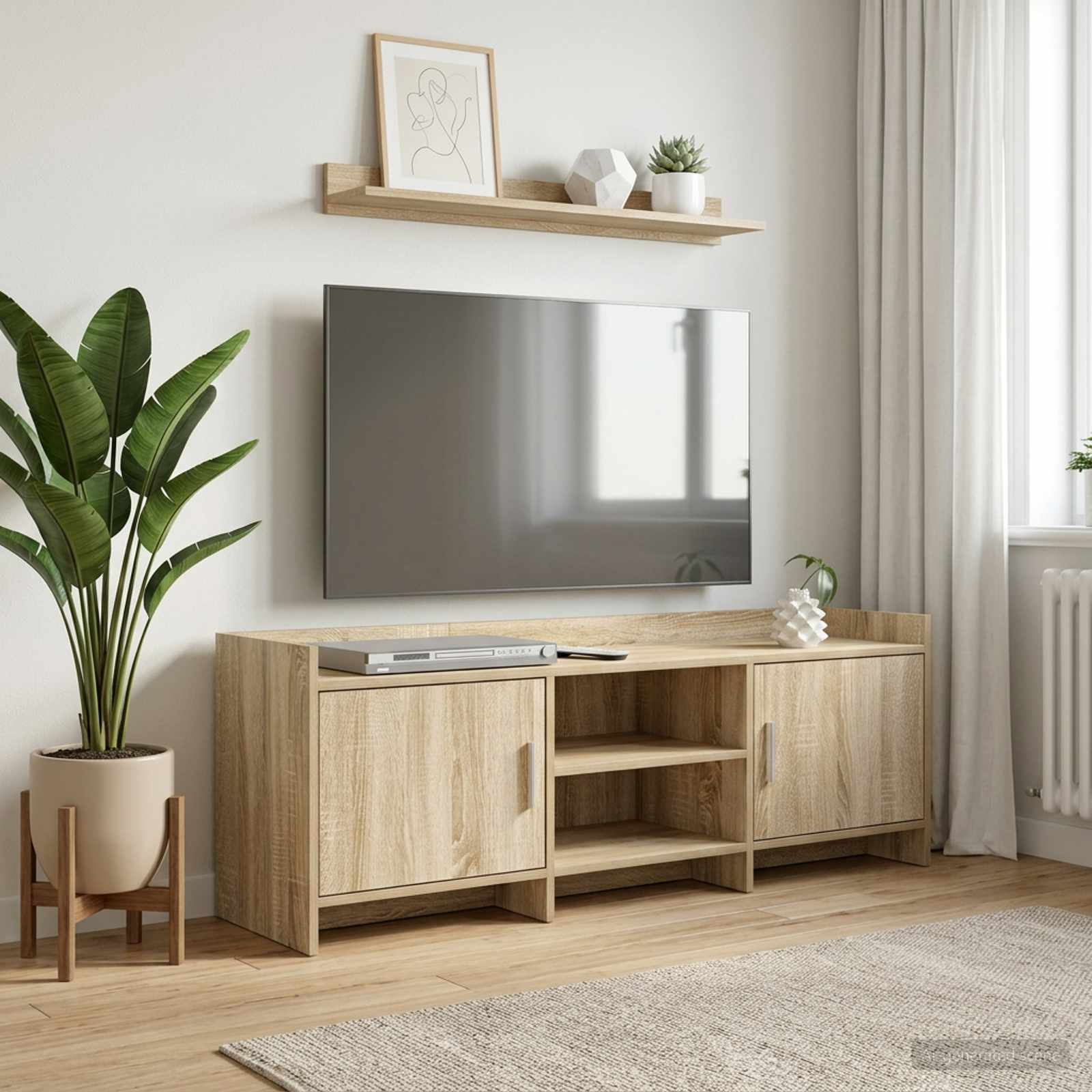 TV-kast 130 x 33 x 47 cm Sonoma Eiken Bewerkt hout