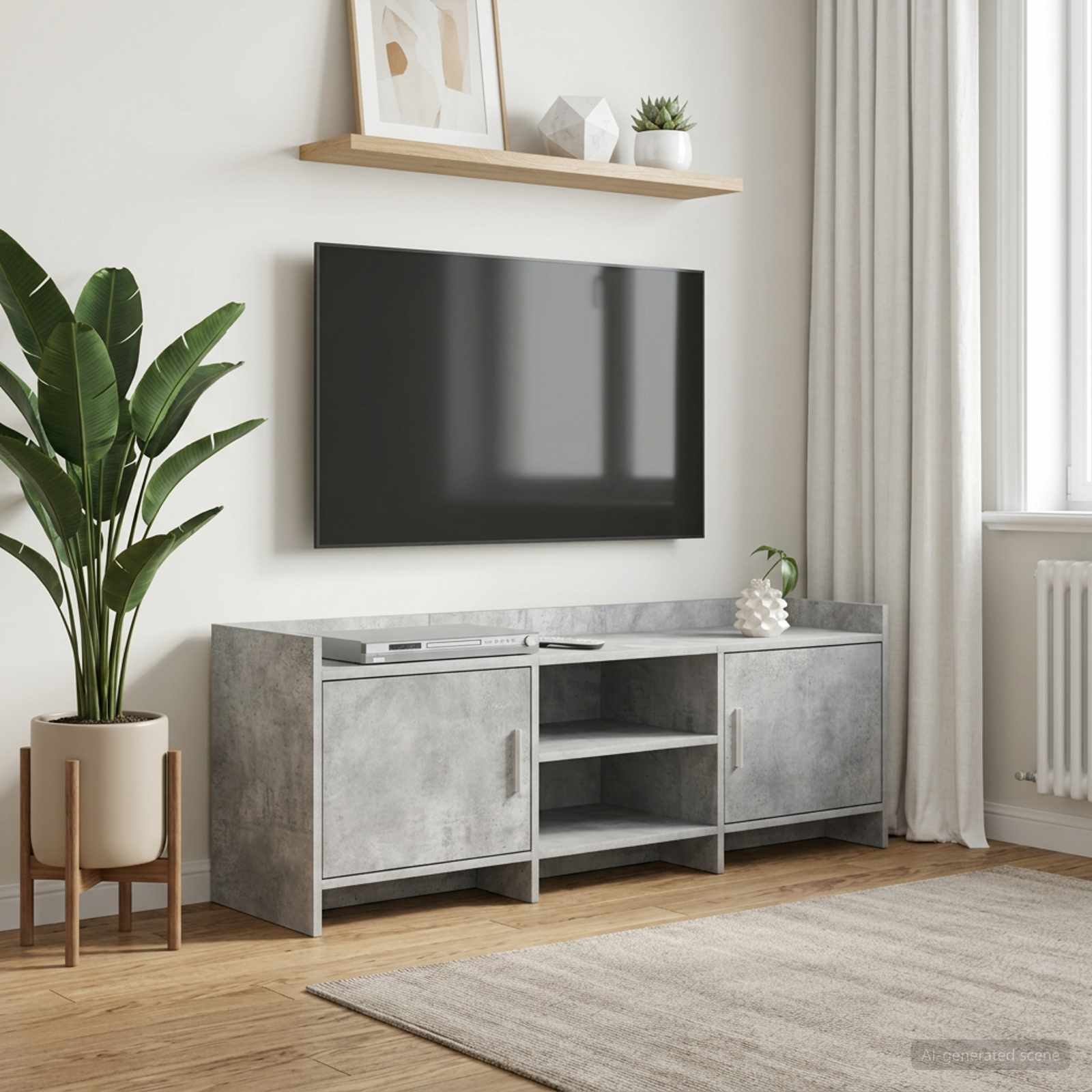 TV-kast 130 x 33 x 47 cm Betongrijs Bewerkt hout