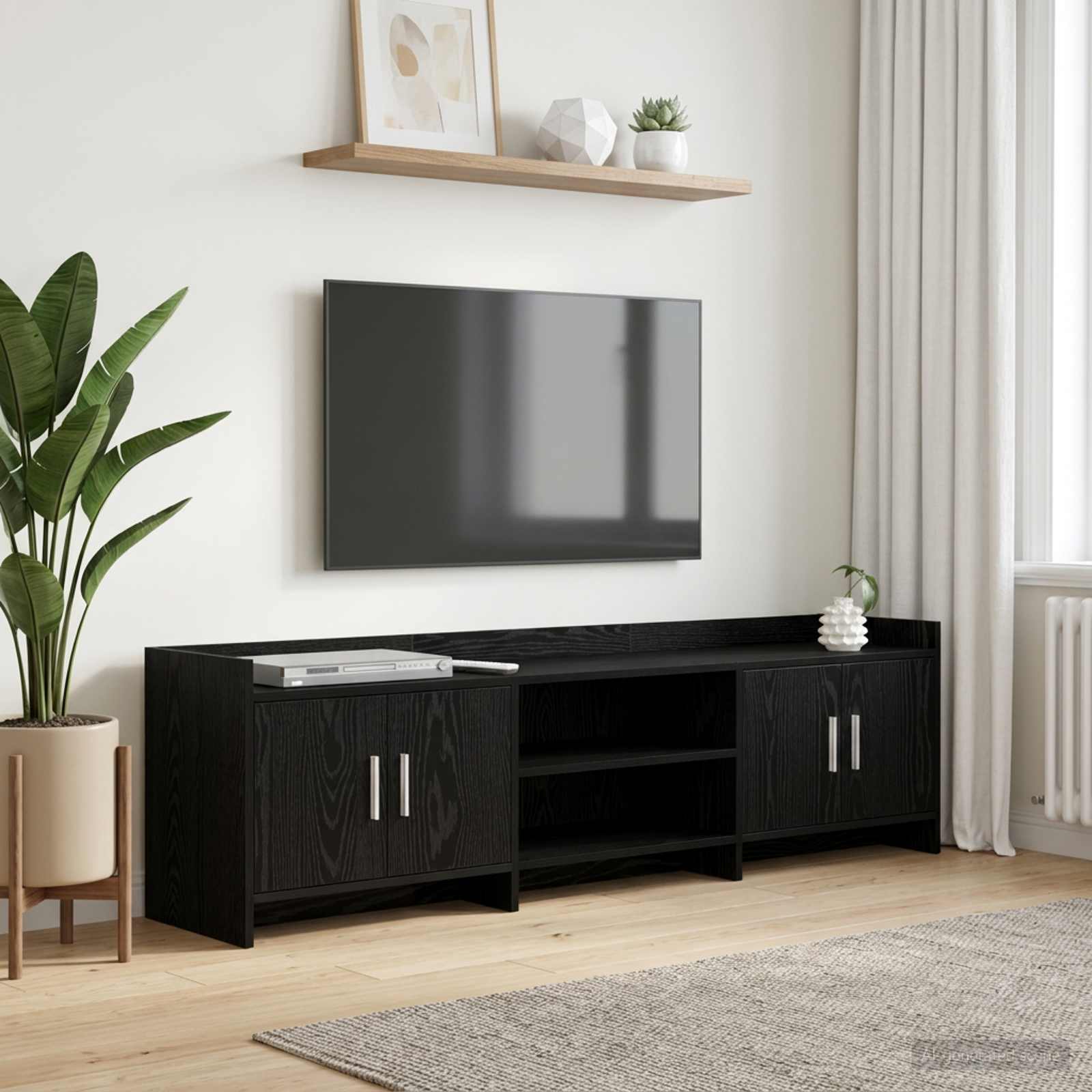 TV-kast 168 x 33 x 47 cm Zwart eiken Bewerkt hout