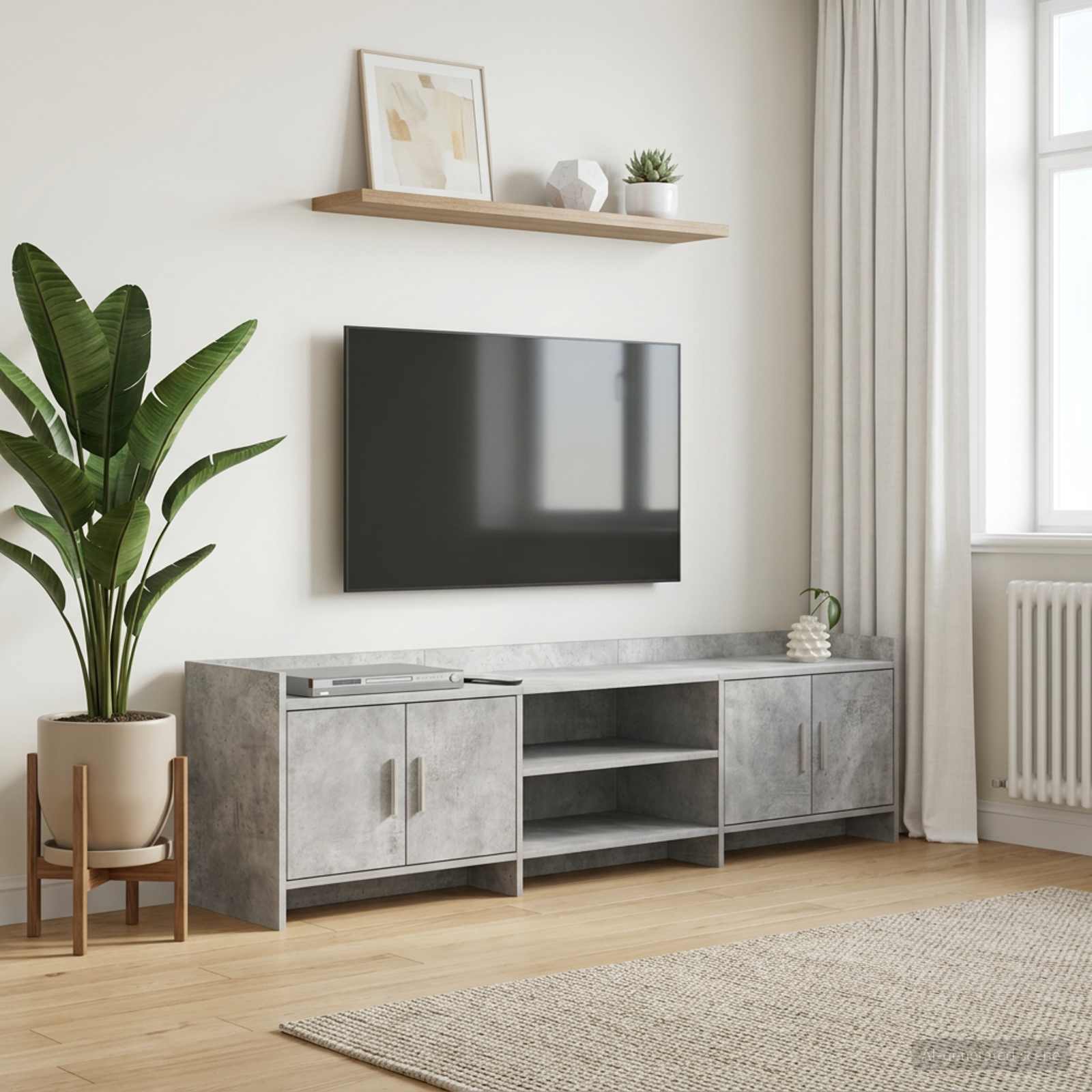 TV-kast 168 x 33 x 47 cm Betongrijs Bewerkt hout