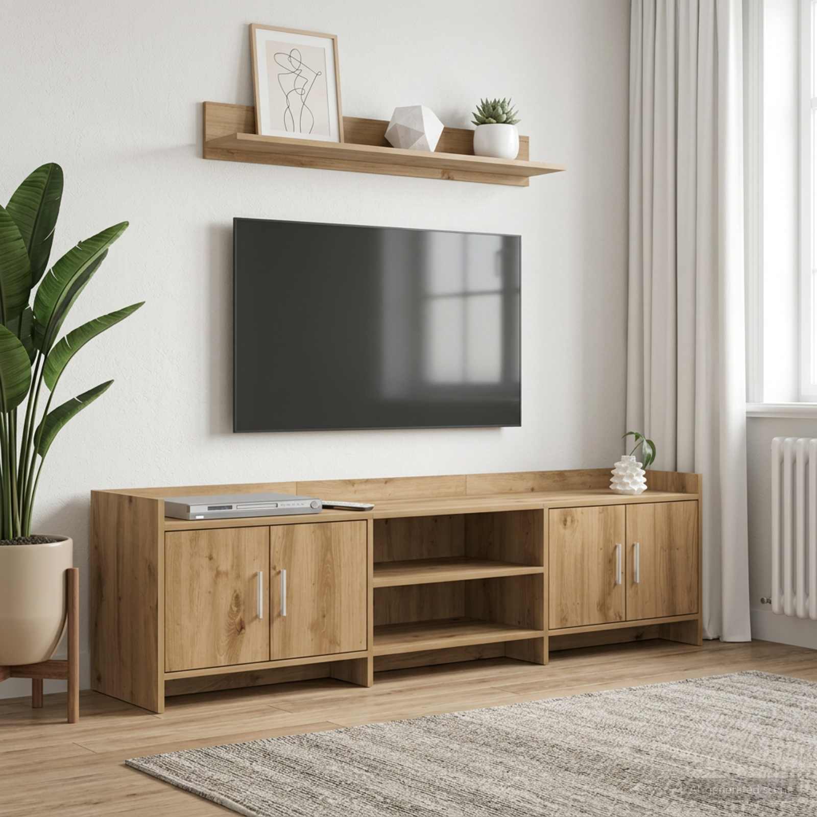 TV-kast 168 x 33 x 47 cm Artisanaal eiken Bewerkt hout