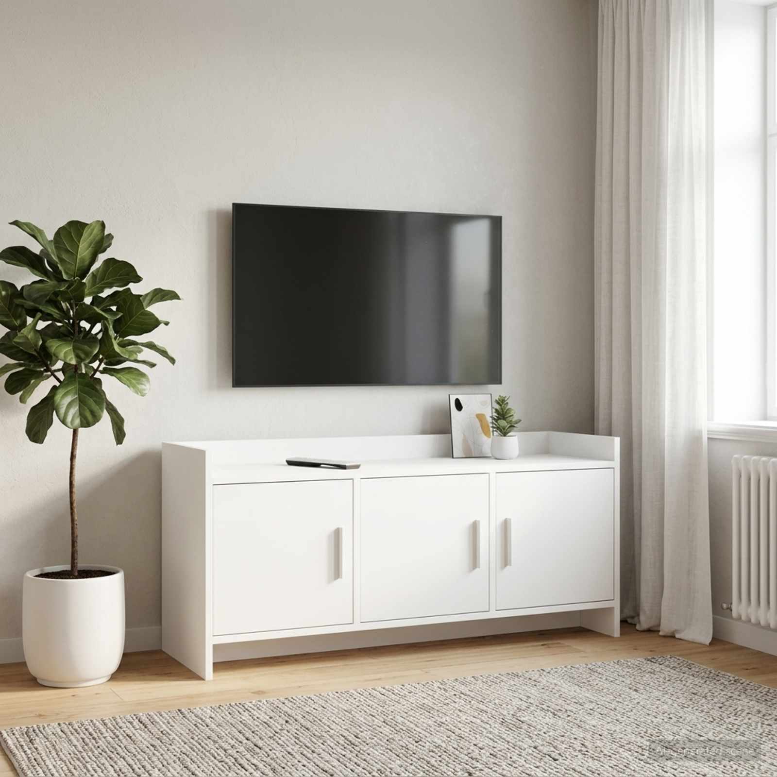 TV-kast 102 x 33 x 47 cm Wit Bewerkt hout