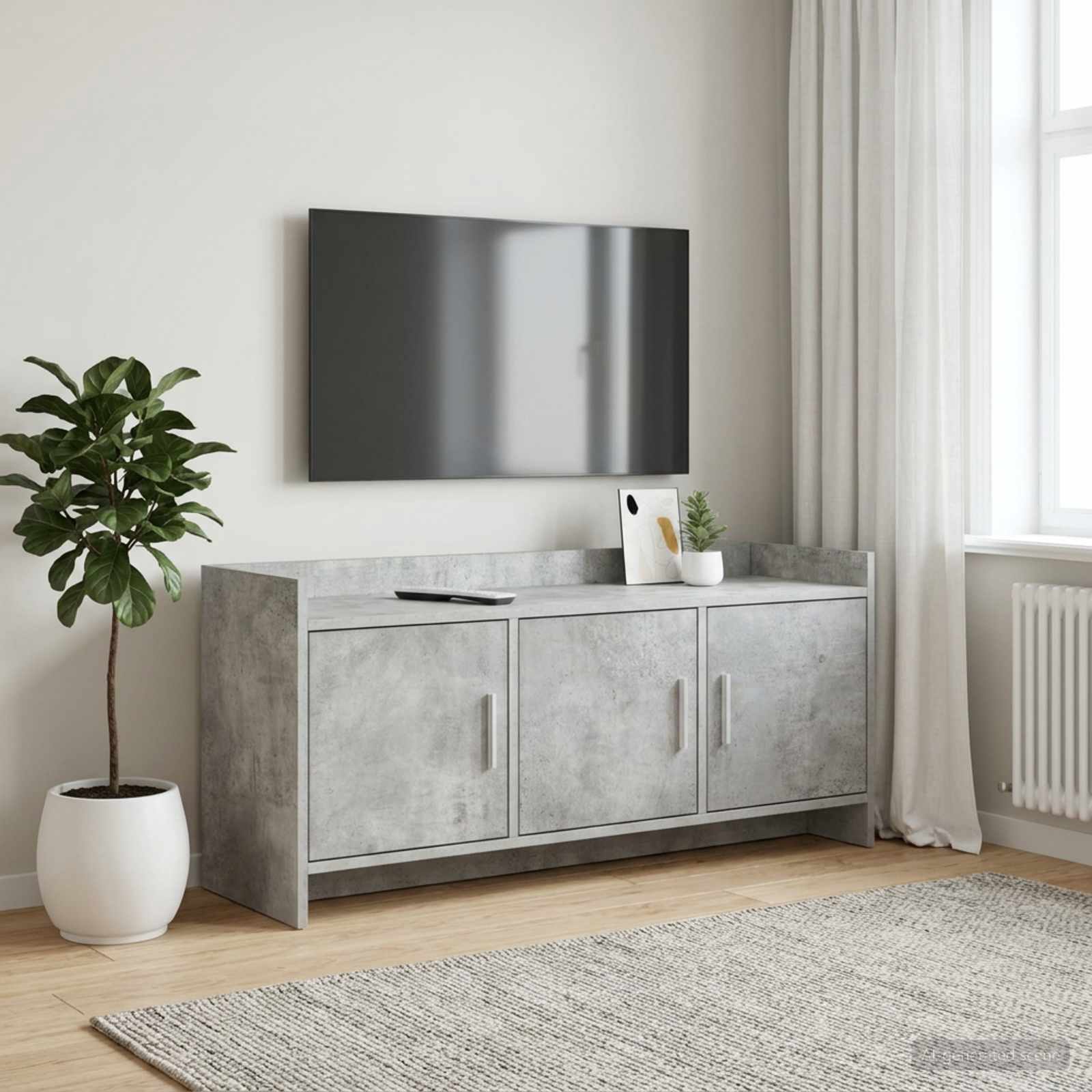 TV-kast 102 x 33 x 47 cm Betongrijs Bewerkt hout