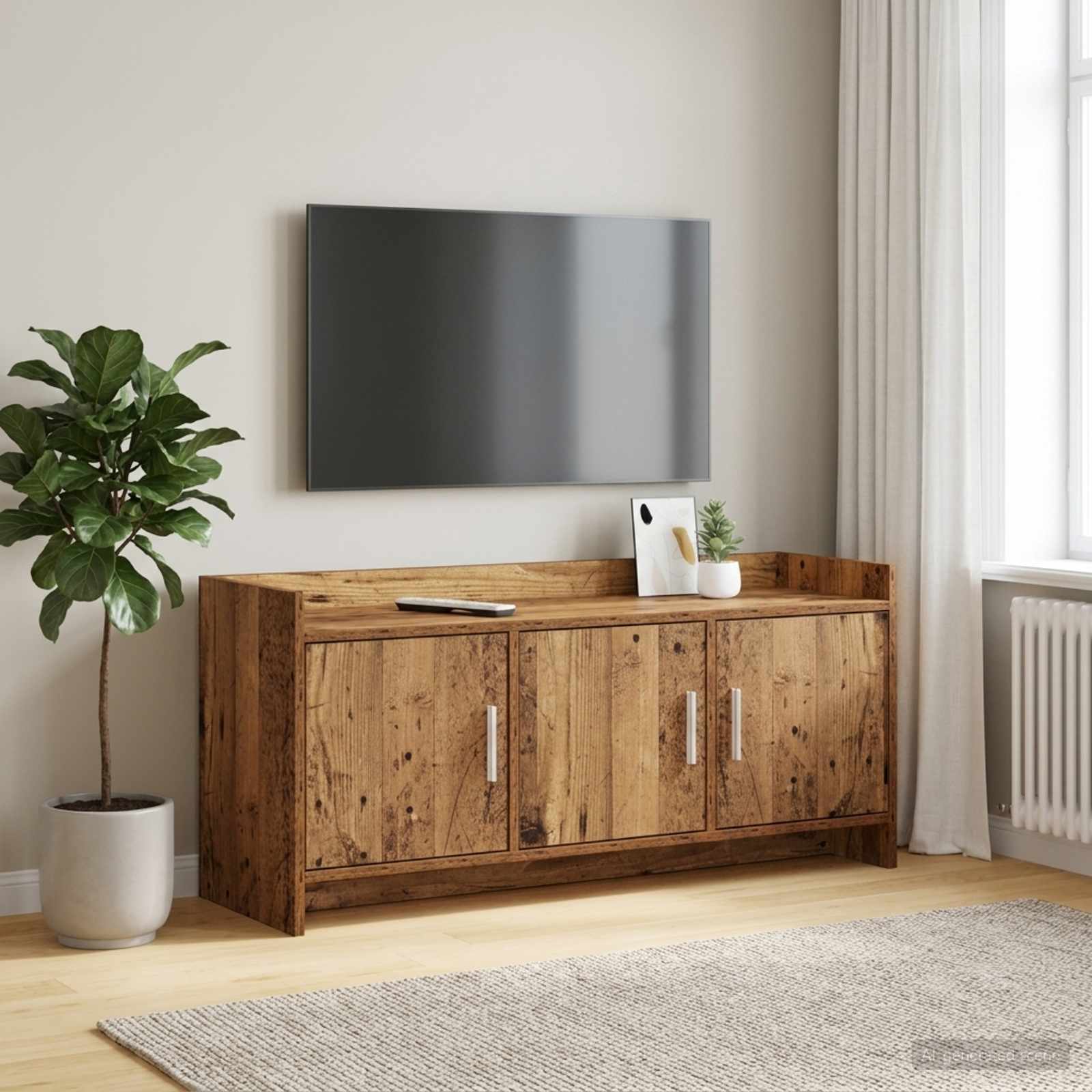TV-kast 102 x 33 x 47 cm Oud hout Bewerkt hout