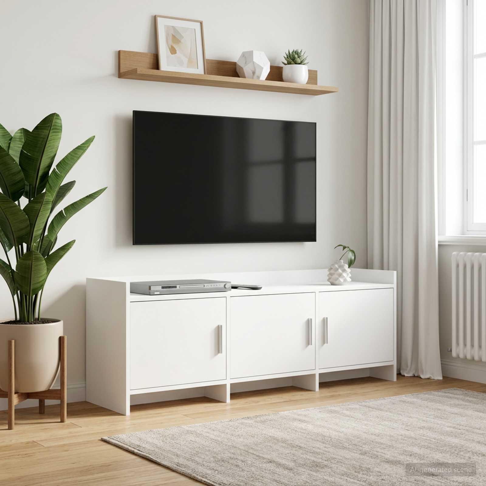 TV-kast 130 x 33 x 47 cm Wit Bewerkt hout