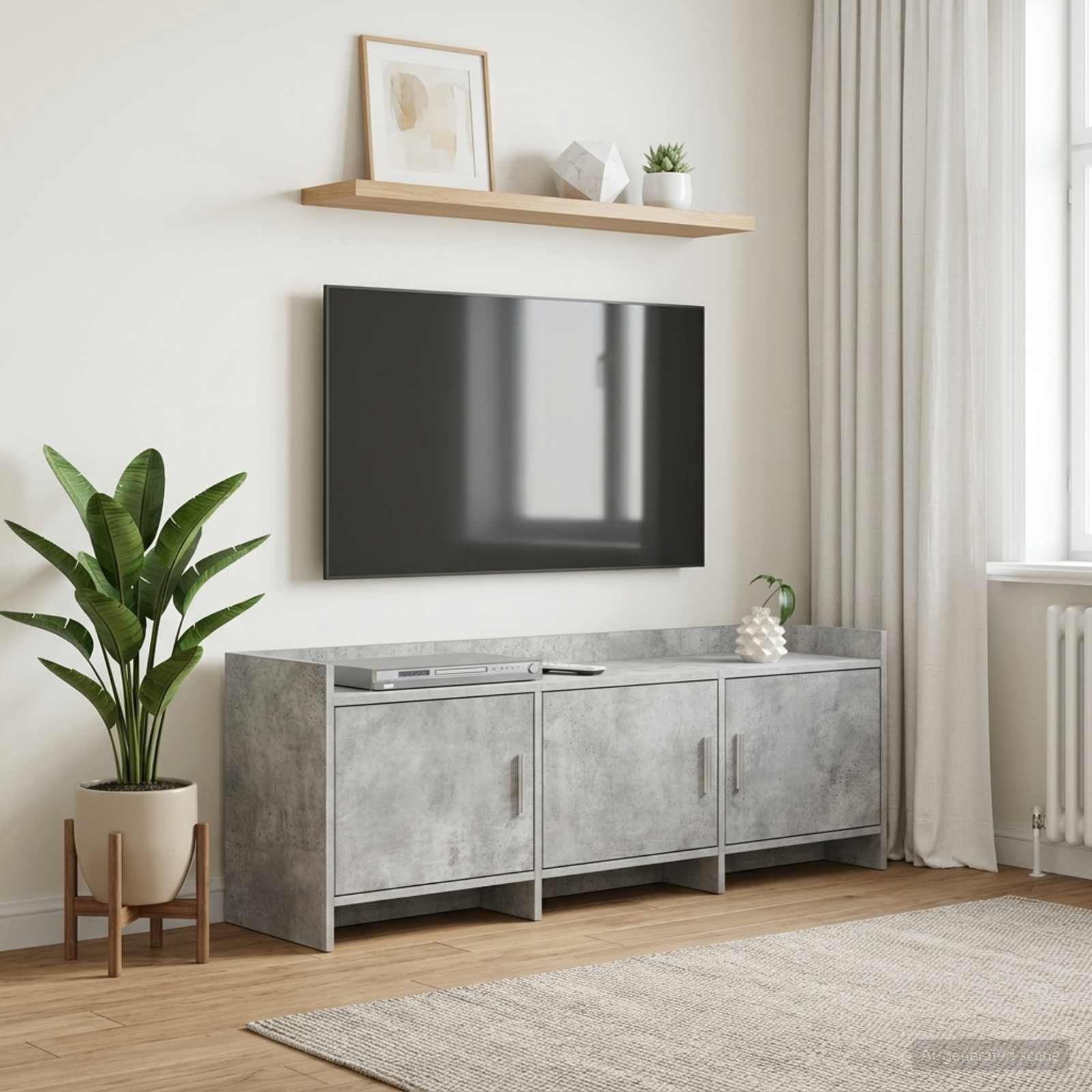 TV-kast 130 x 33 x 47 cm Betongrijs Bewerkt hout