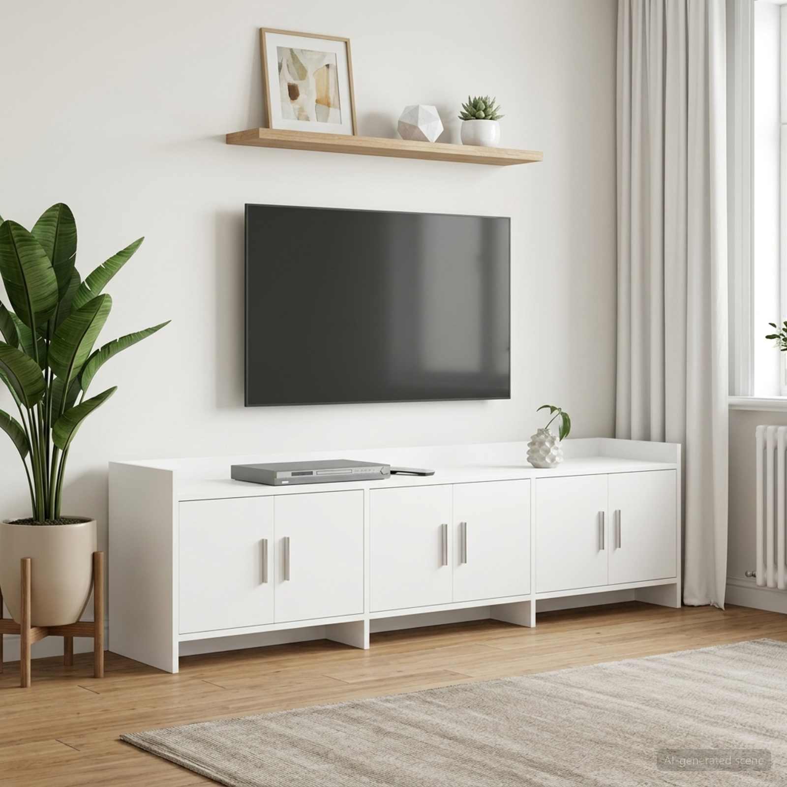TV-kast 168 x 33 x 47 cm Wit Bewerkt hout – afbeelding 1