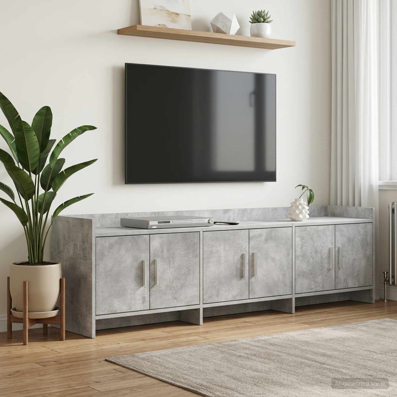 TV-kast 168 x 33 x 47 cm Betongrijs Bewerkt hout