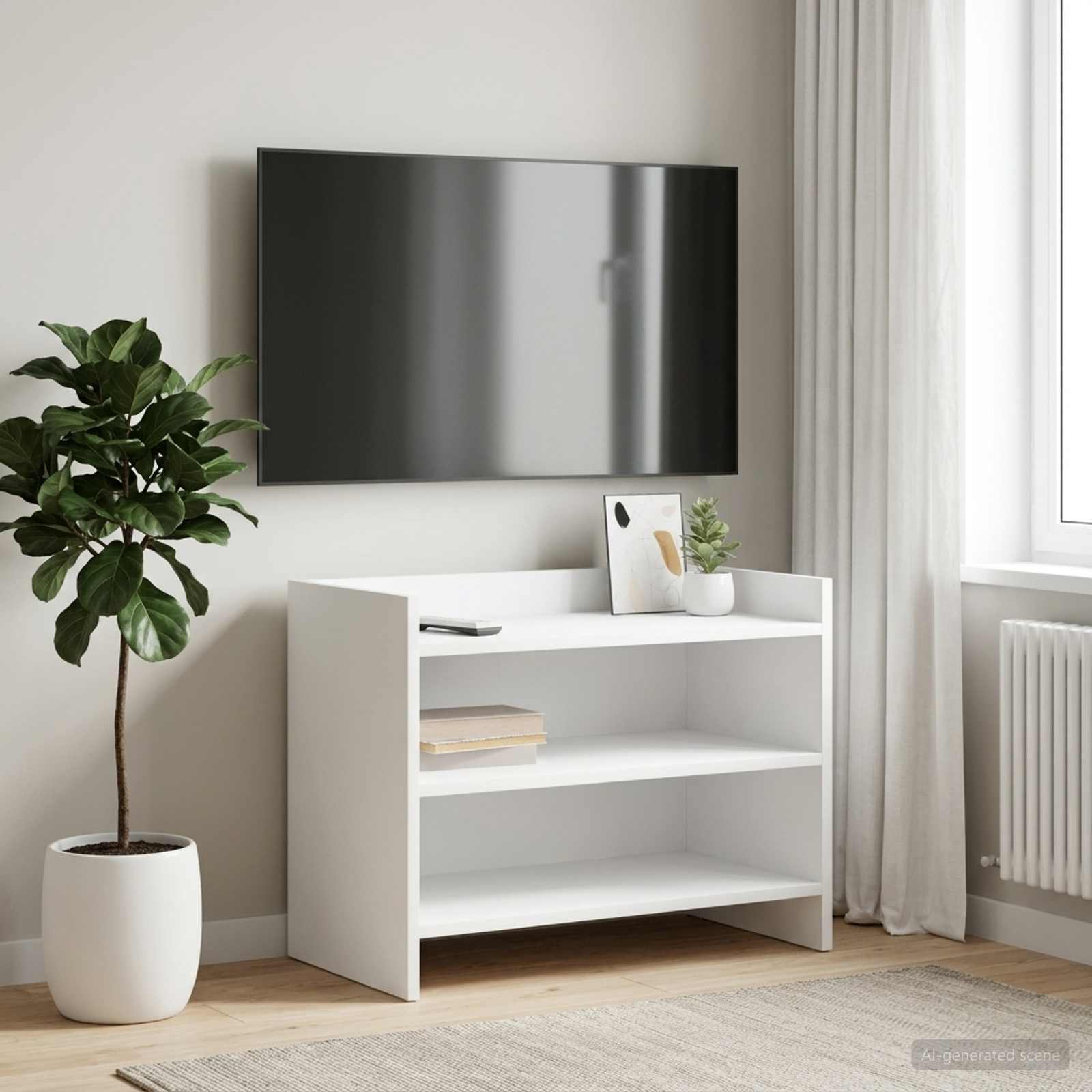 TV-kast 60 x 33 x 47 cm Wit Bewerkt hout
