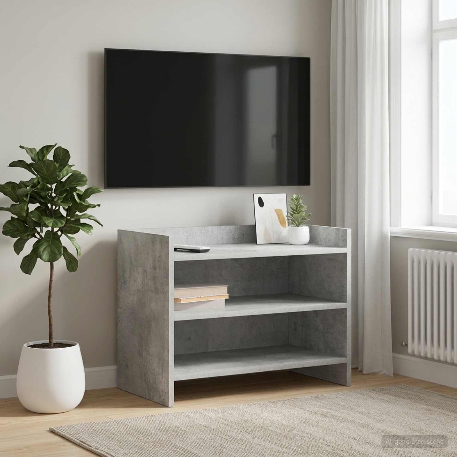 TV-kast 60 x 33 x 47 cm Betongrijs Bewerkt hout