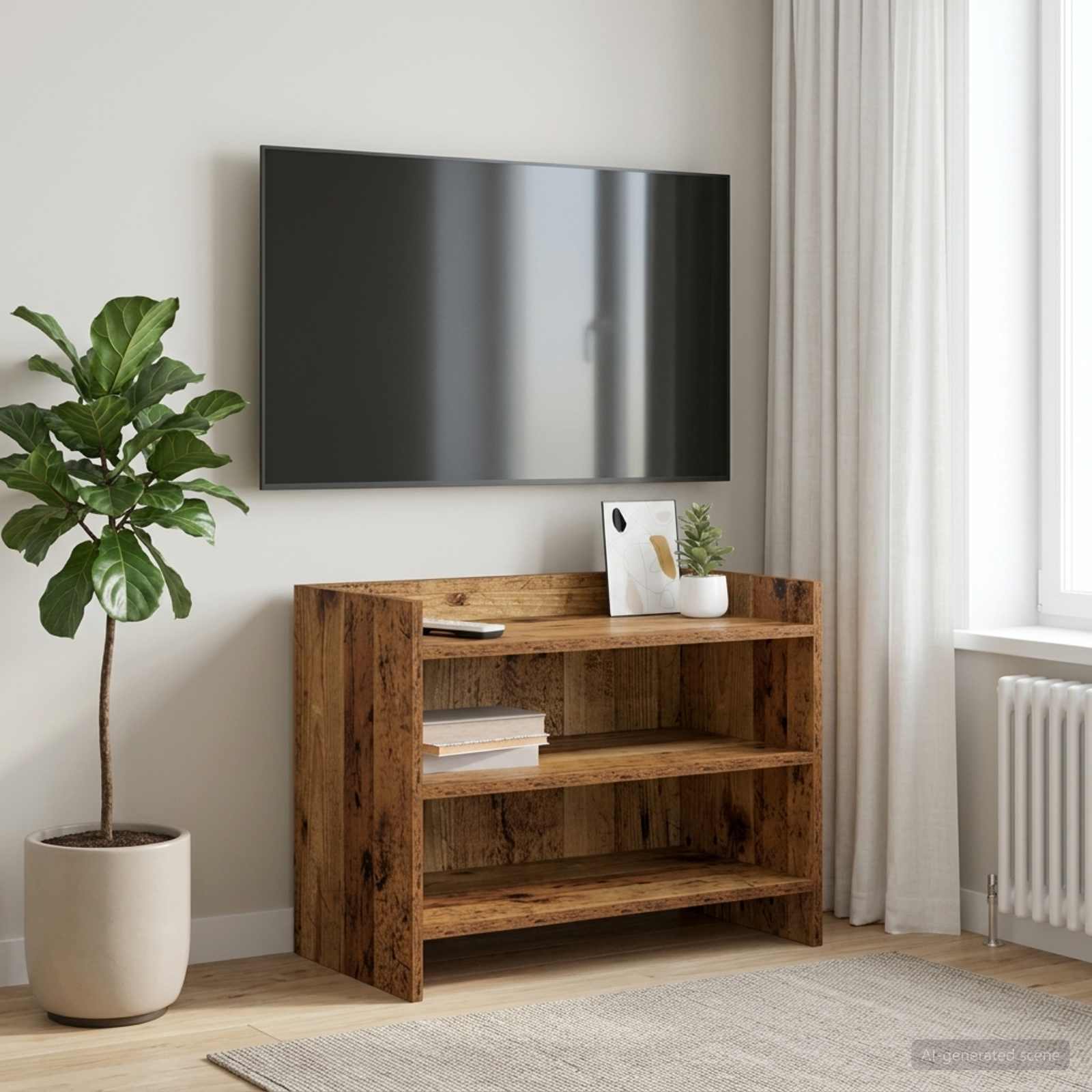 TV-kast 60 x 33 x 47 cm Oud hout Bewerkt hout – afbeelding 1