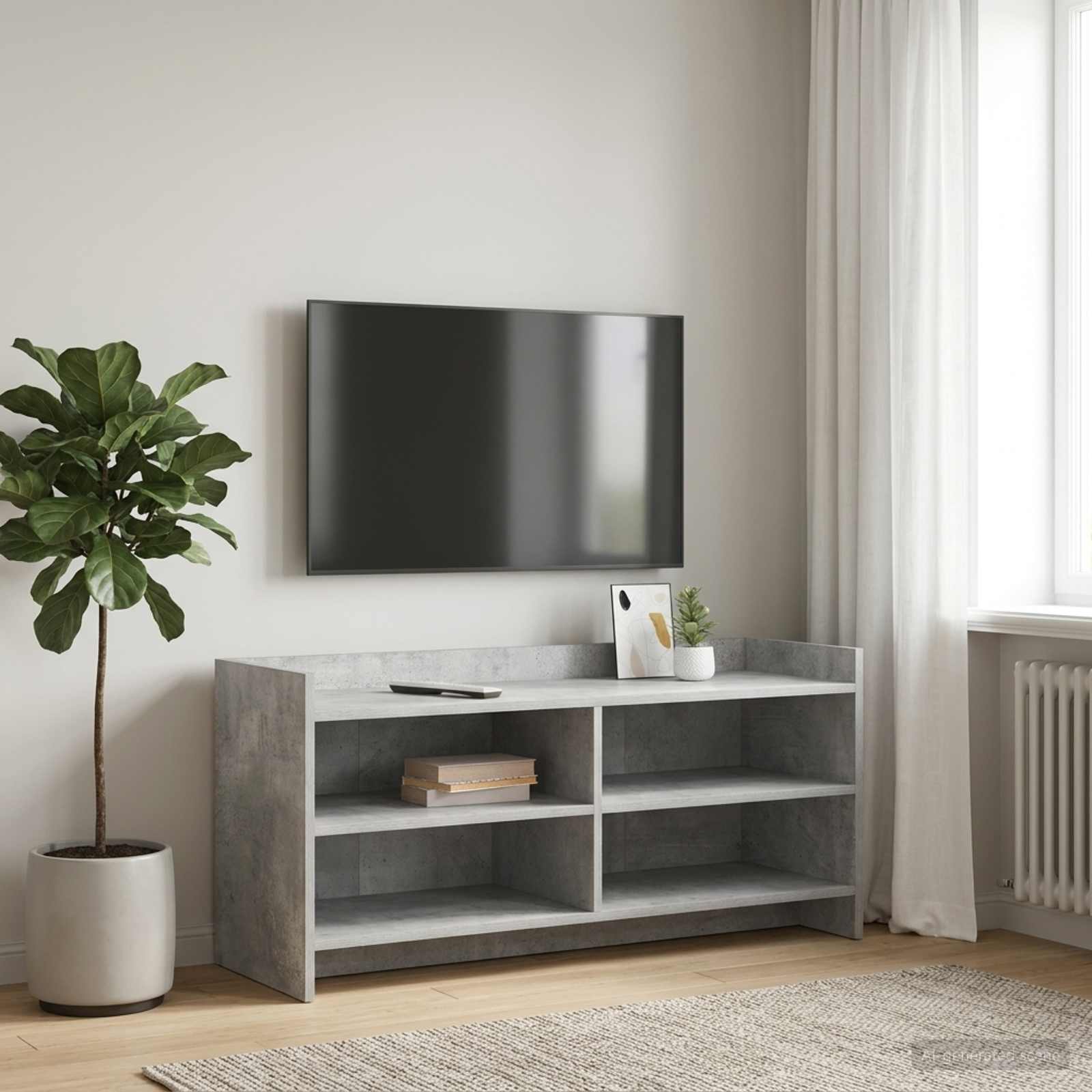 TV-kast 100 x 33 x 47 cm Betongrijs Bewerkt hout