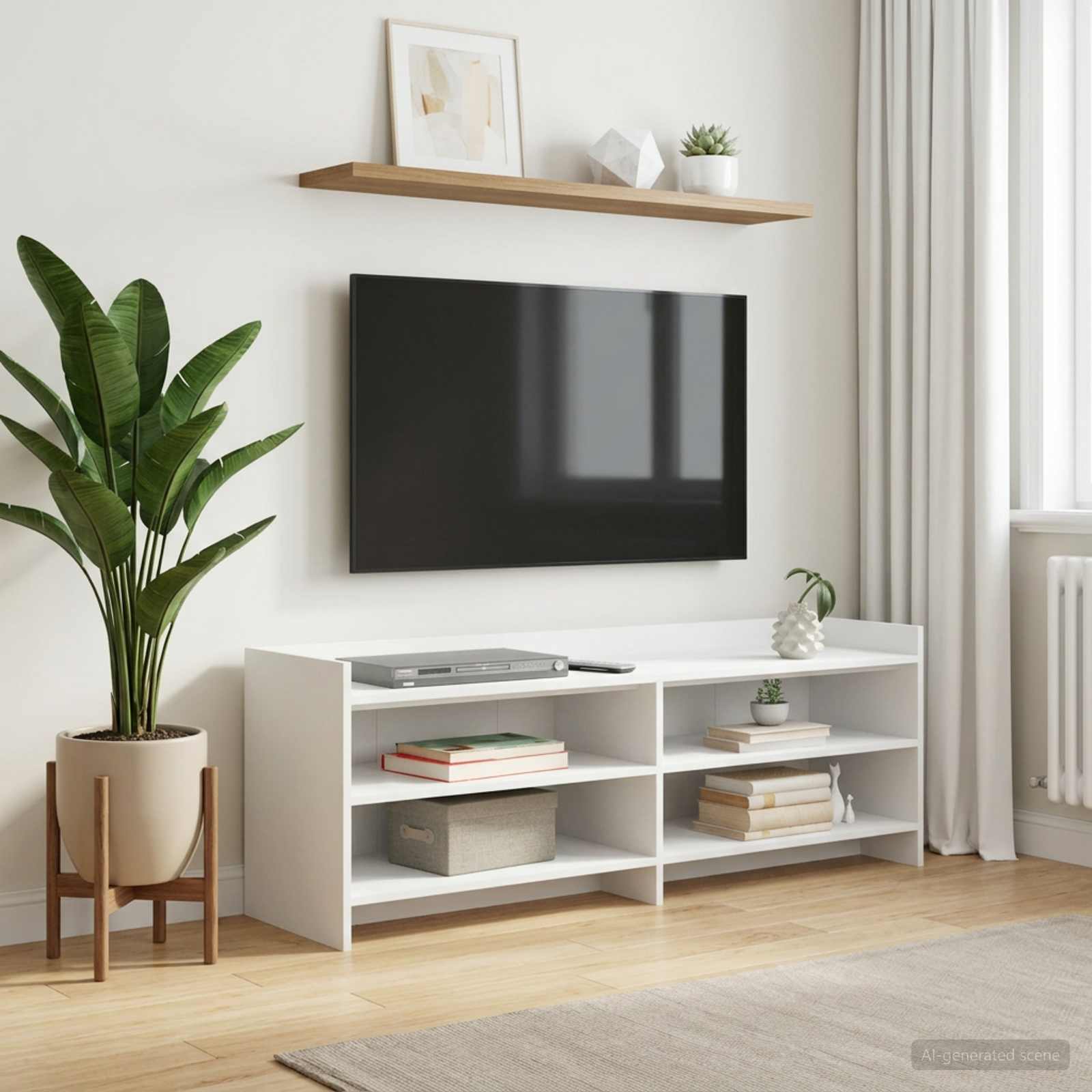 TV-kast 135 x 33 x 47 cm Wit Bewerkt hout