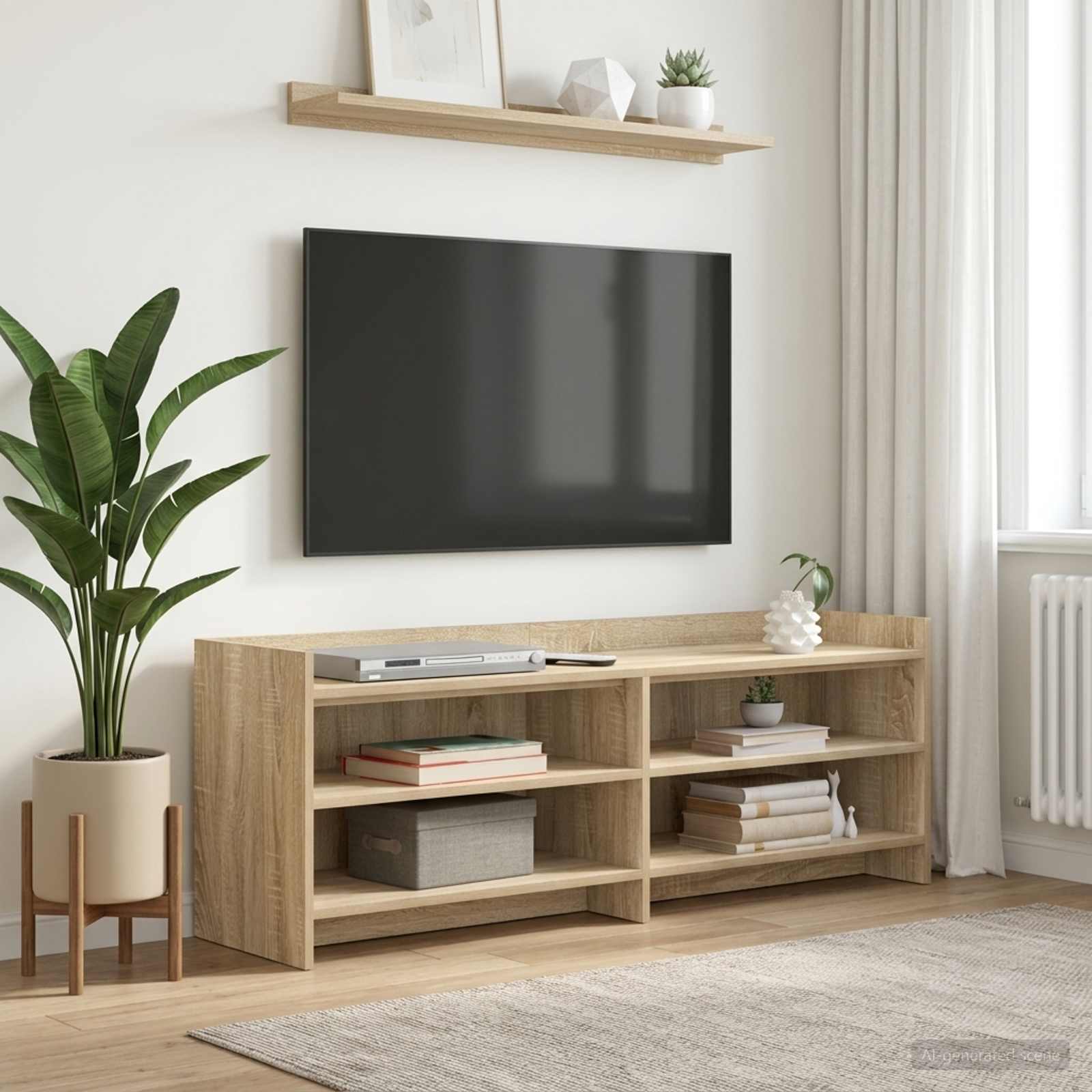 TV-kast 135 x 33 x 47 cm Sonoma Eiken Bewerkt hout