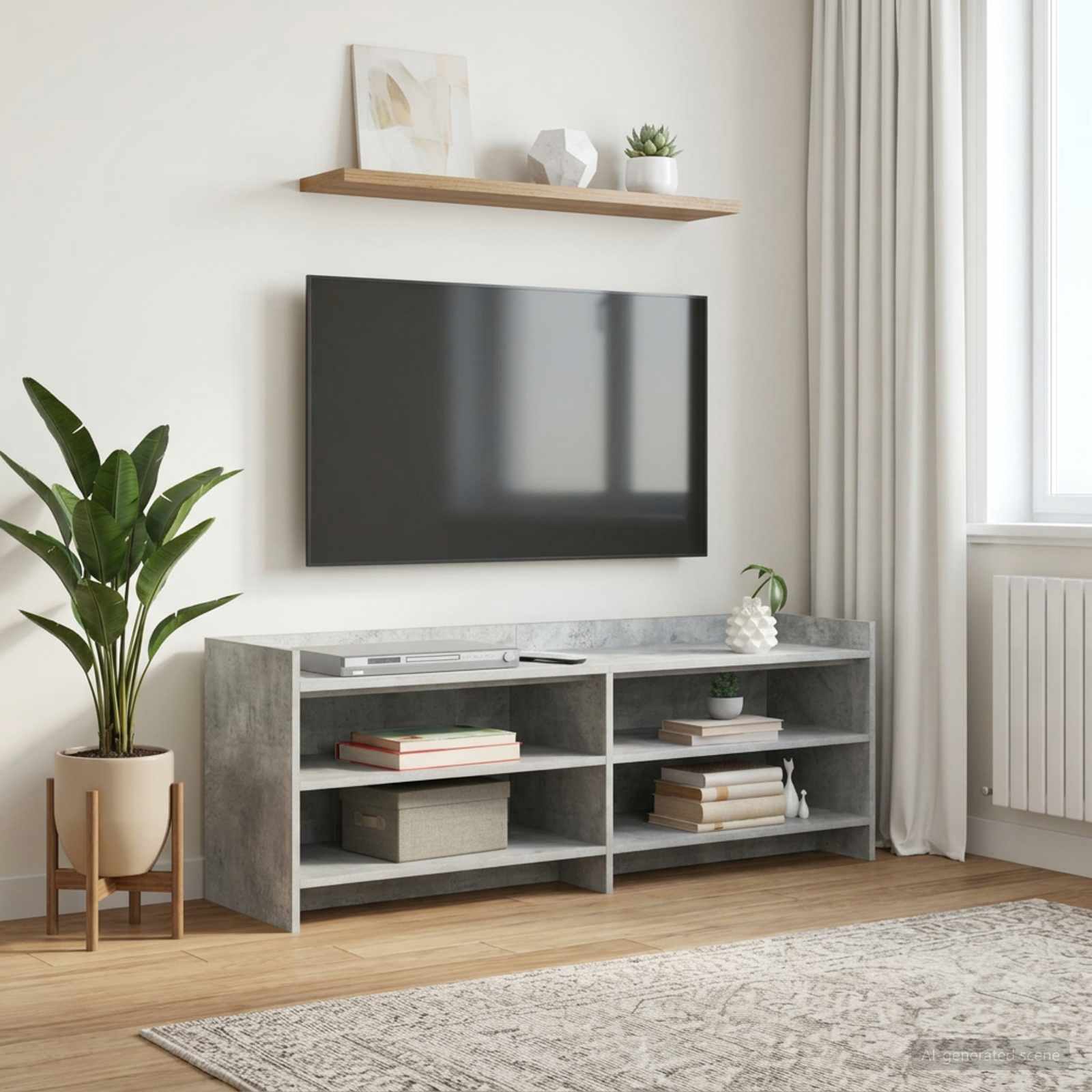 TV-kast 135 x 33 x 47 cm Betongrijs Bewerkt hout