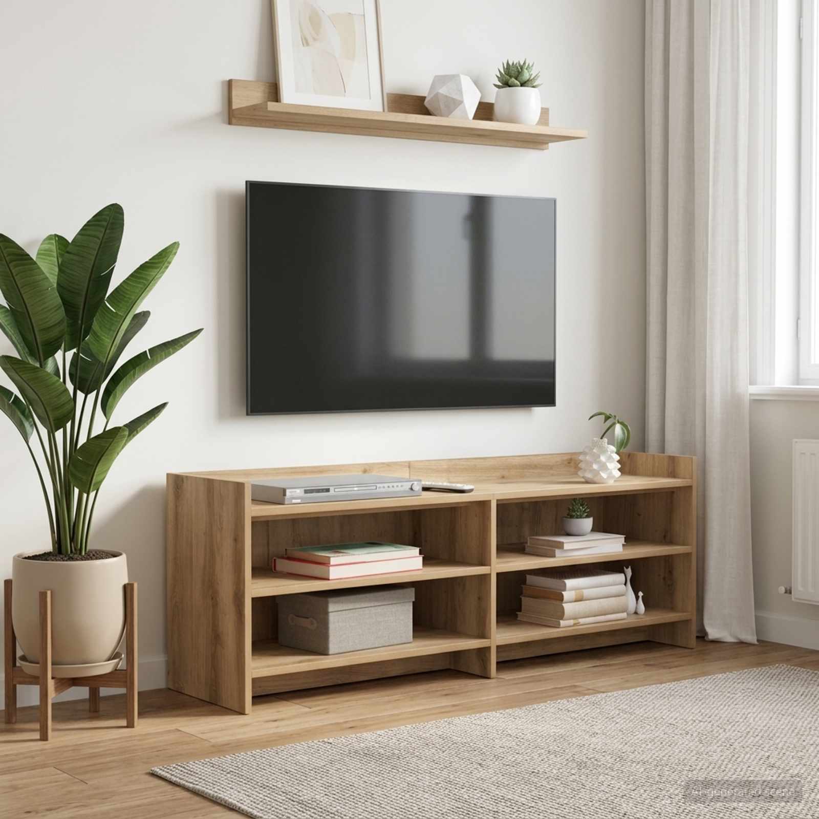 TV-kast 135 x 33 x 47 cm Artisanaal eiken Bewerkt hout