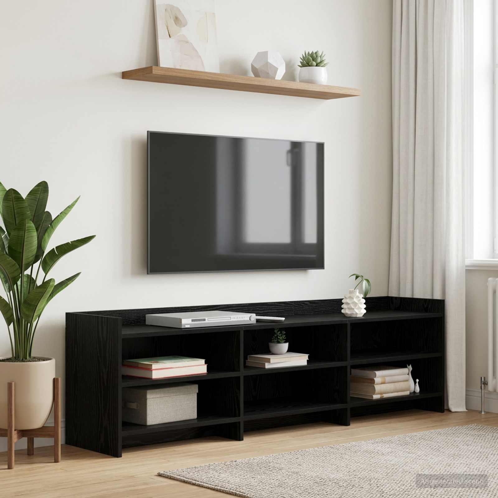 TV-kast 168 x 33 x 47 cm Zwart eiken Bewerkt hout