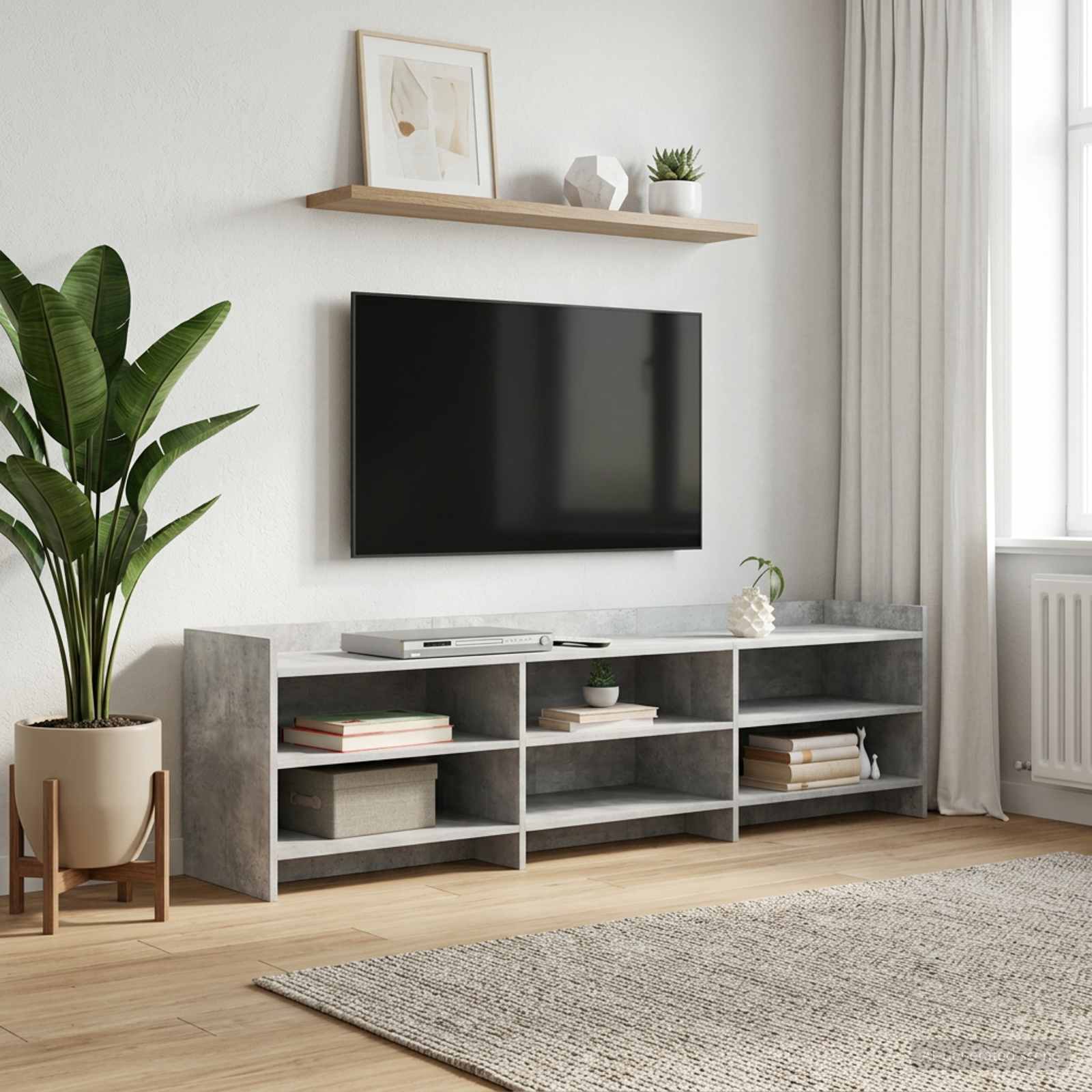 TV-kast 168 x 33 x 47 cm Betongrijs Bewerkt hout