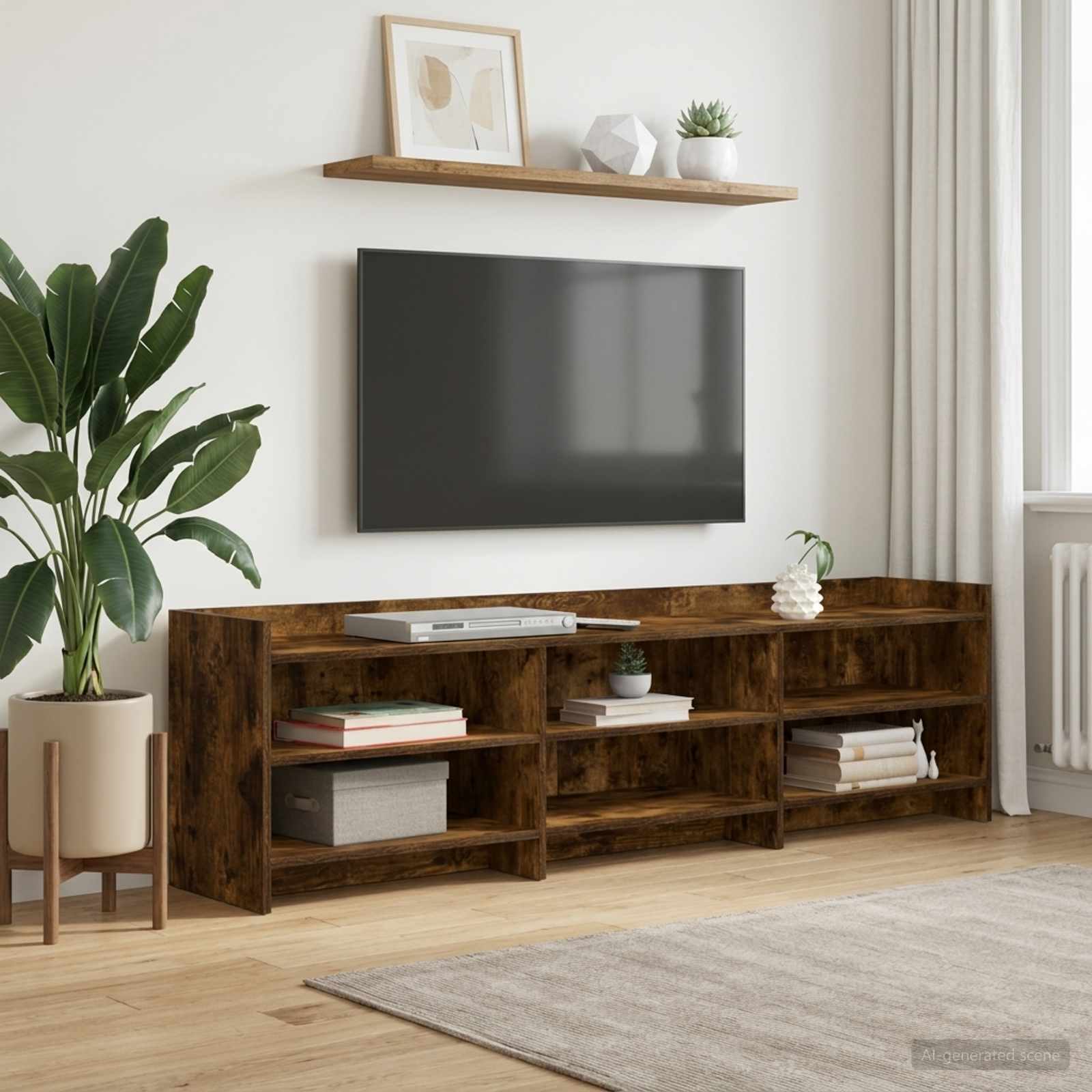 TV-kast 168 x 33 x 47 cm Gerookt eiken Bewerkt hout – afbeelding 1