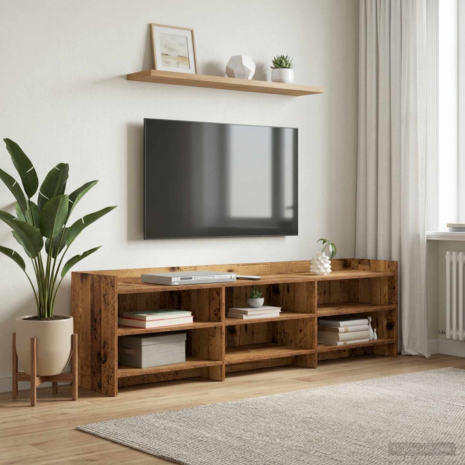 TV-kast 168 x 33 x 47 cm Oud hout Bewerkt hout – afbeelding 1